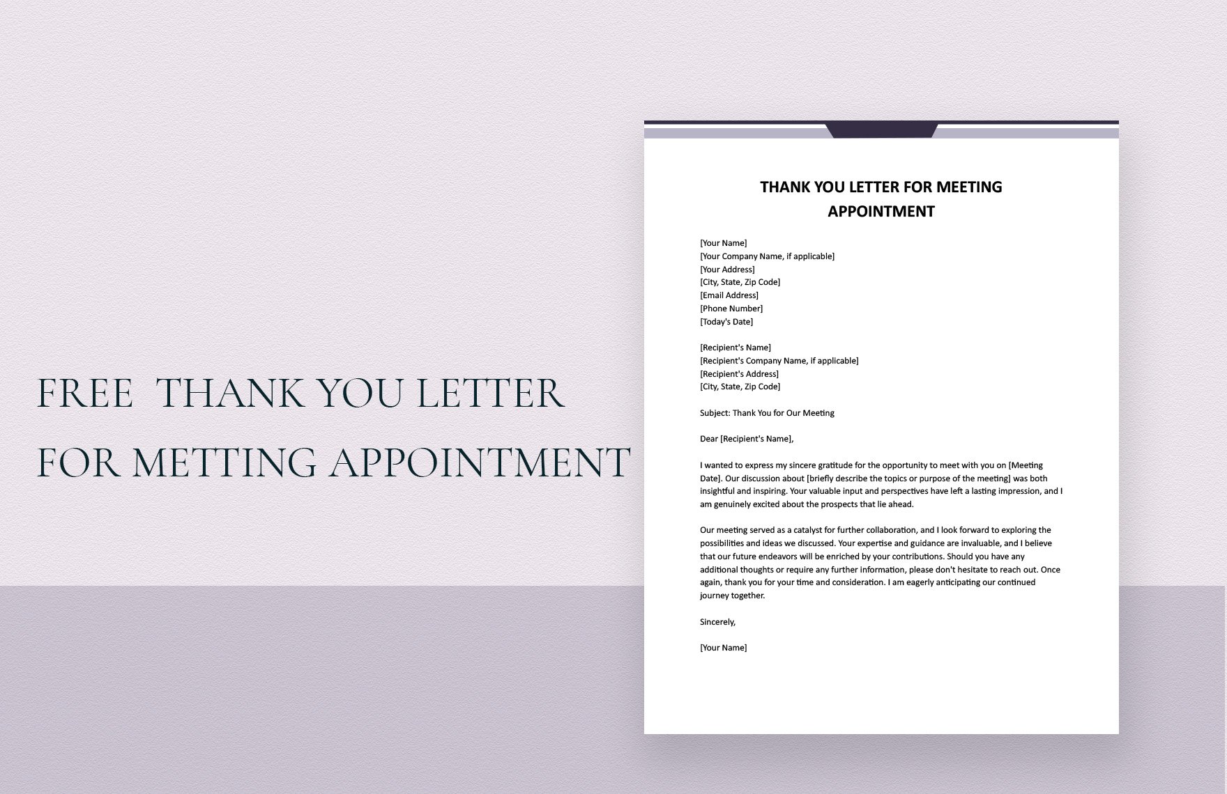 Free Thank You Letter For Meeting Appointment