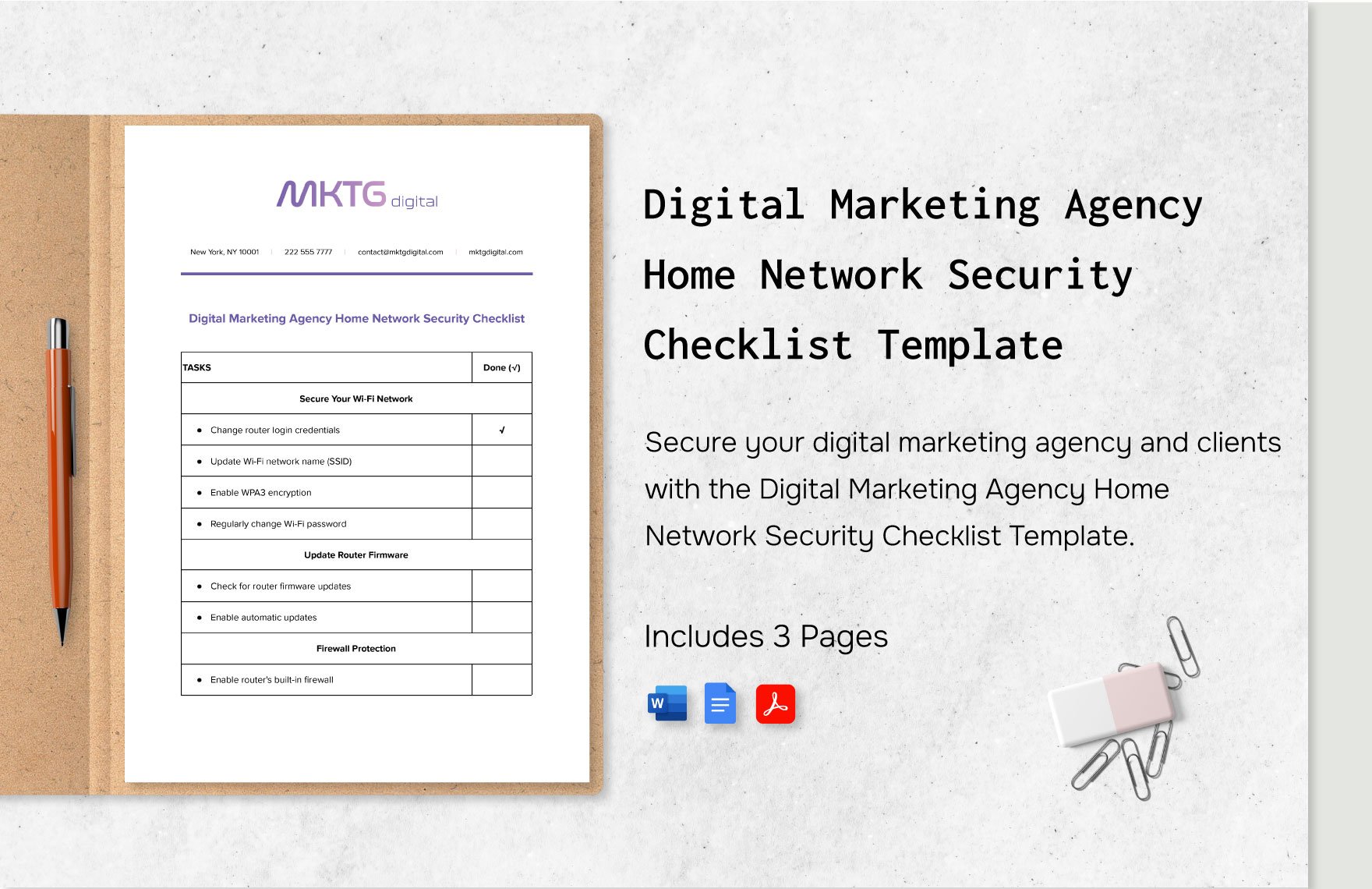 Digital Marketing Agency Home Network Security Checklist Template