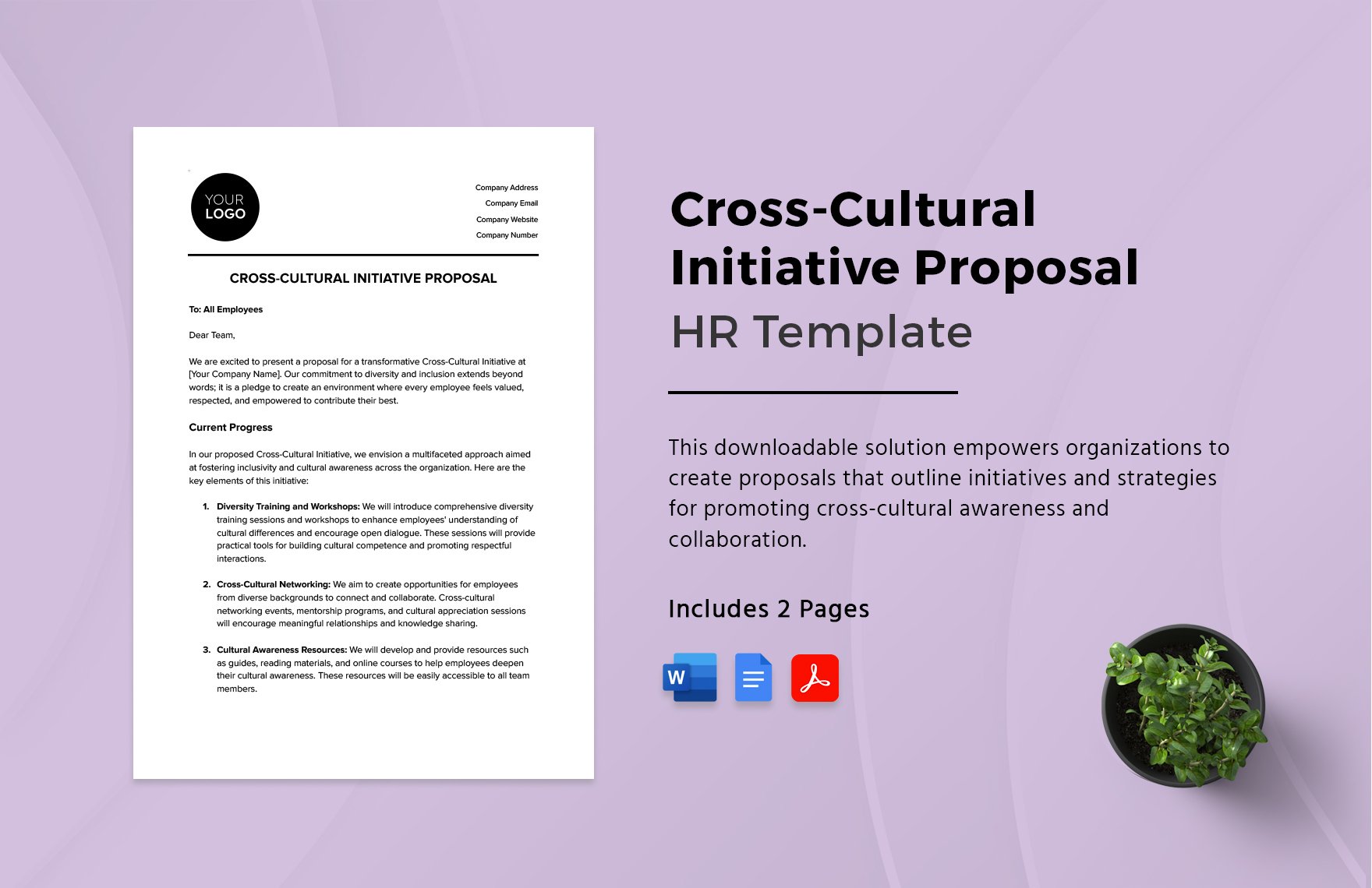 Cross-Cultural Initiative Proposal HR Template in Word, Google Docs, PDF
