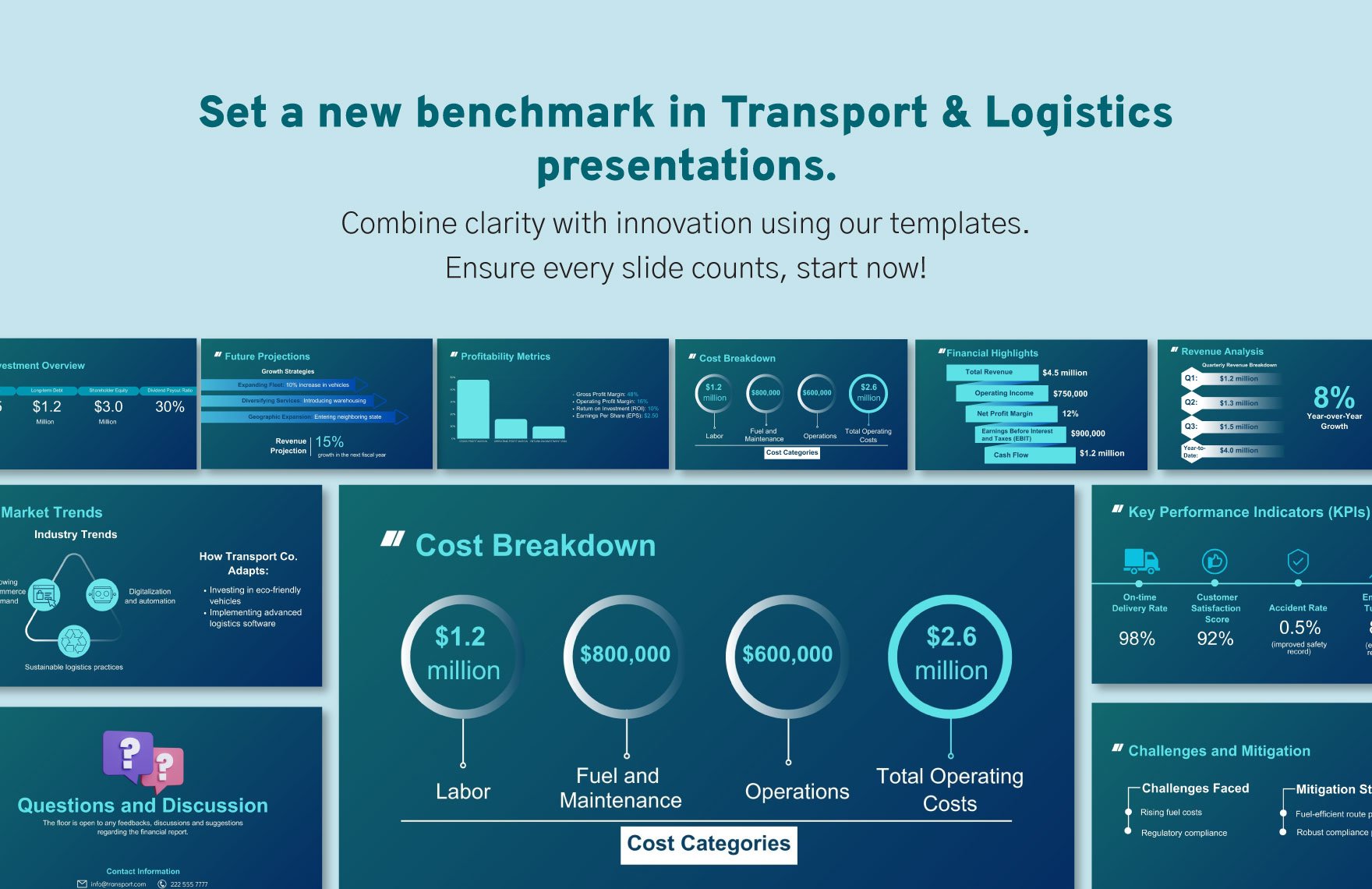 Transport and Logistics Board Meeting Financial Report Presentation Template