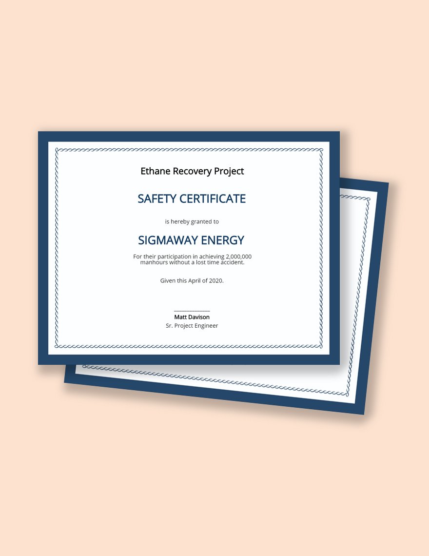 Safety Certificate Template