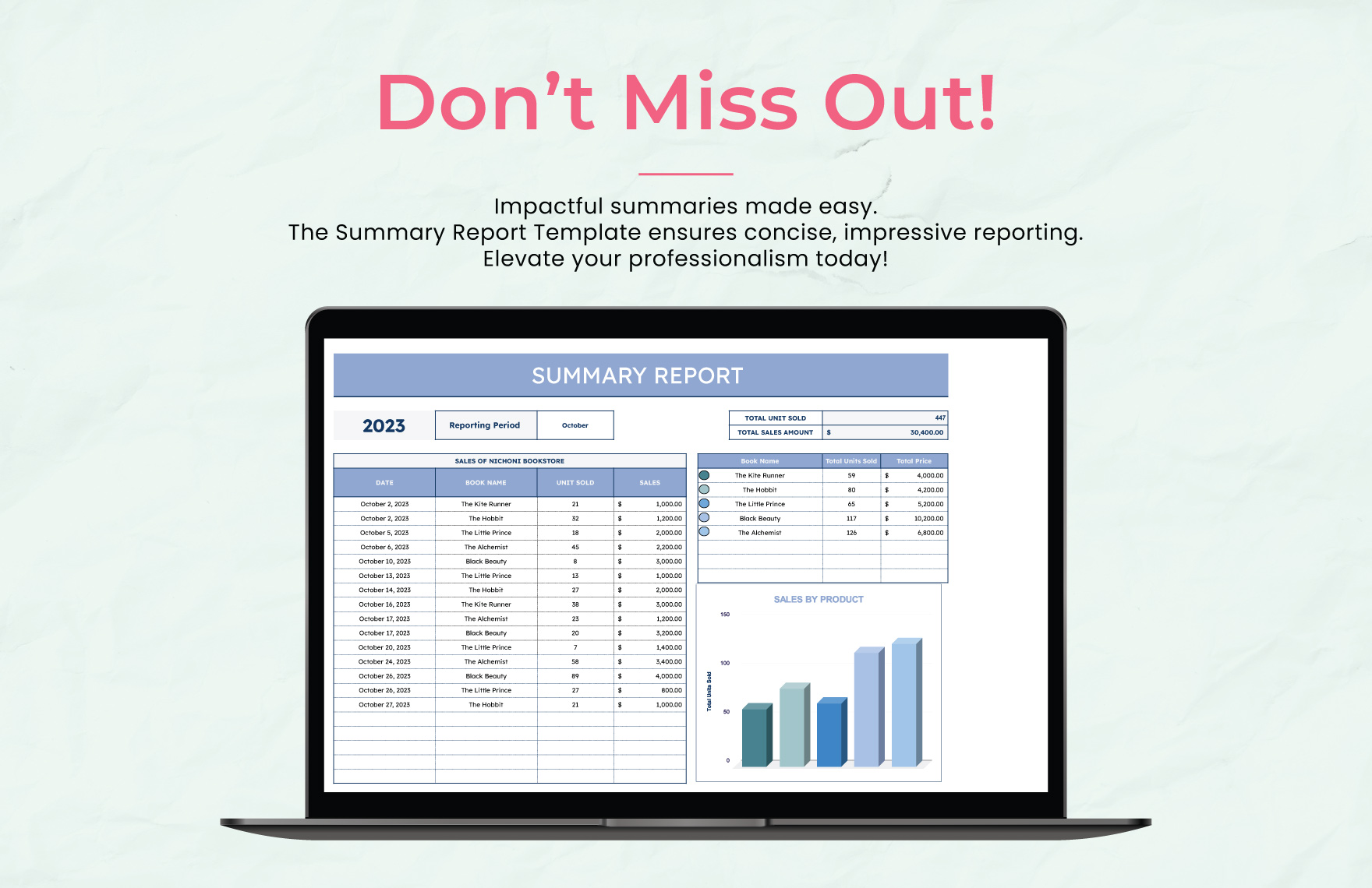 Free Summary Report Template - Download in Excel, Google Sheets ...