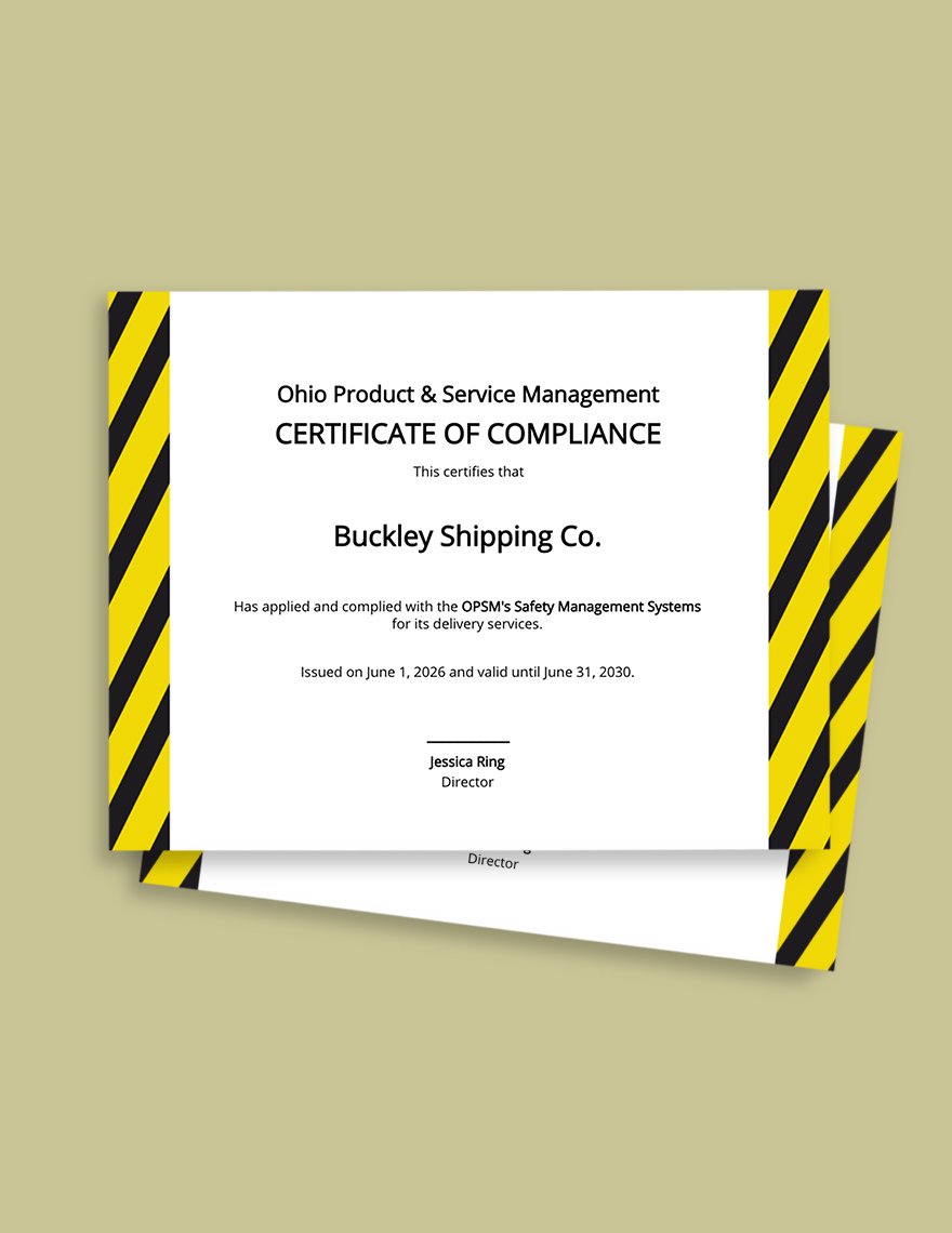 Safety Management Certificate Template