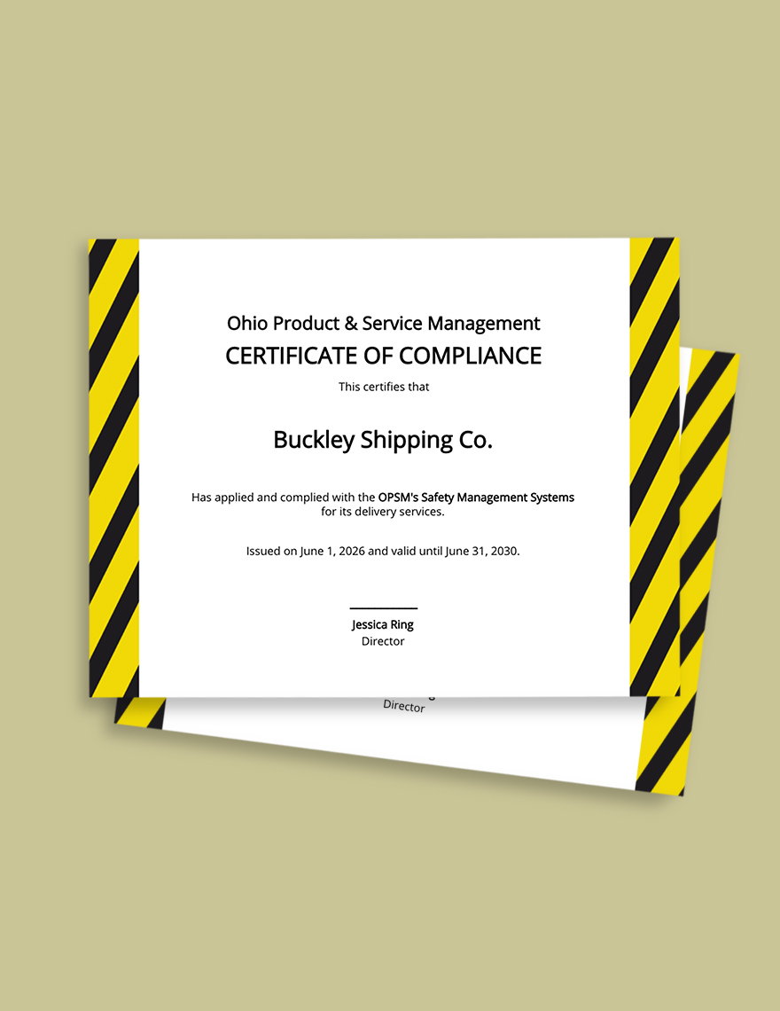 Safety Management Certificate Template in Word, Google Docs, Apple Pages