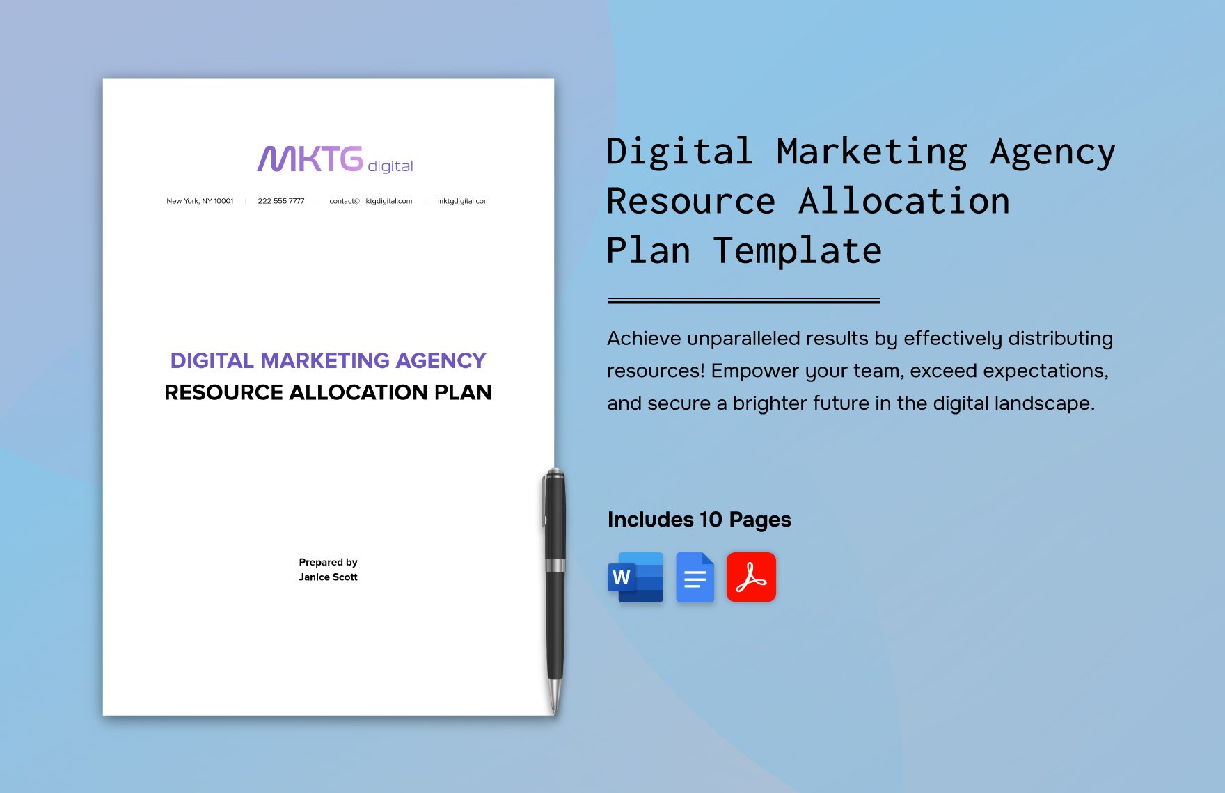 Digital Marketing Agency Resource Allocation Plan Template