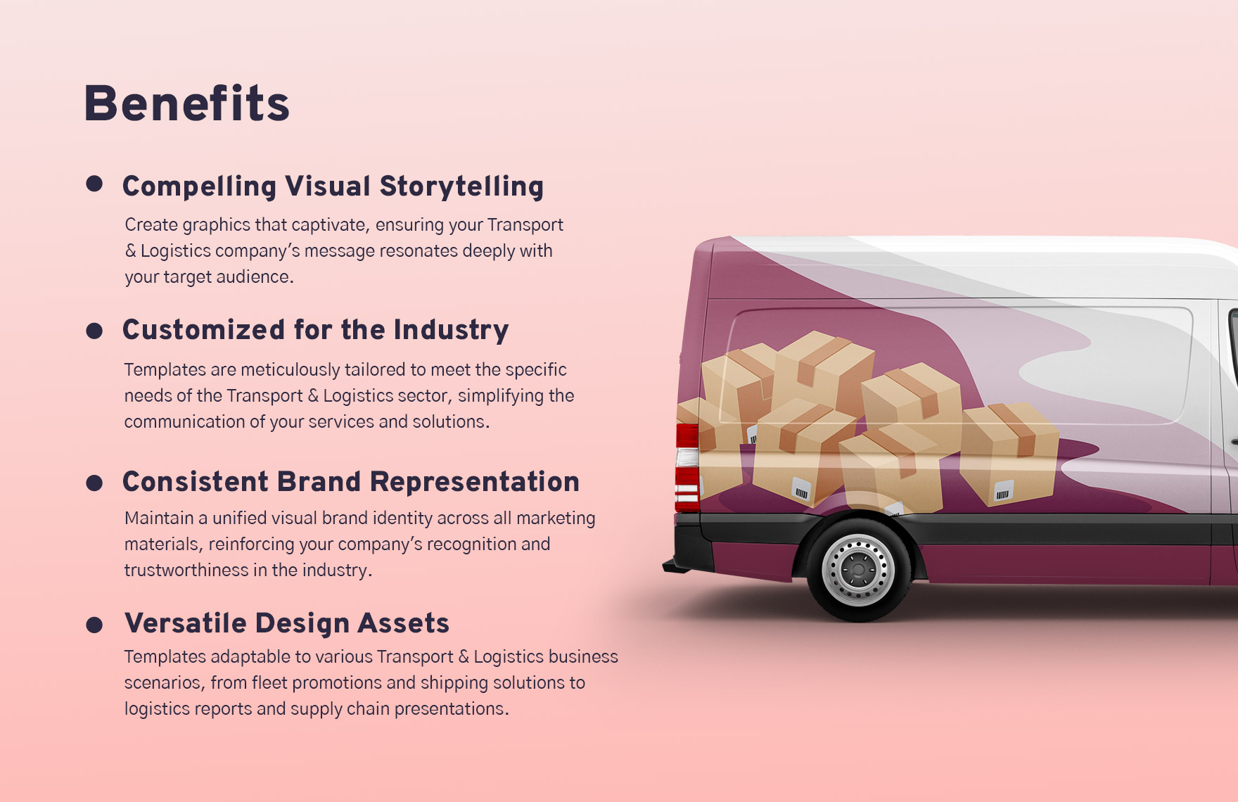 Transport and Logistics Van Wrap with Cargo Illustration Template