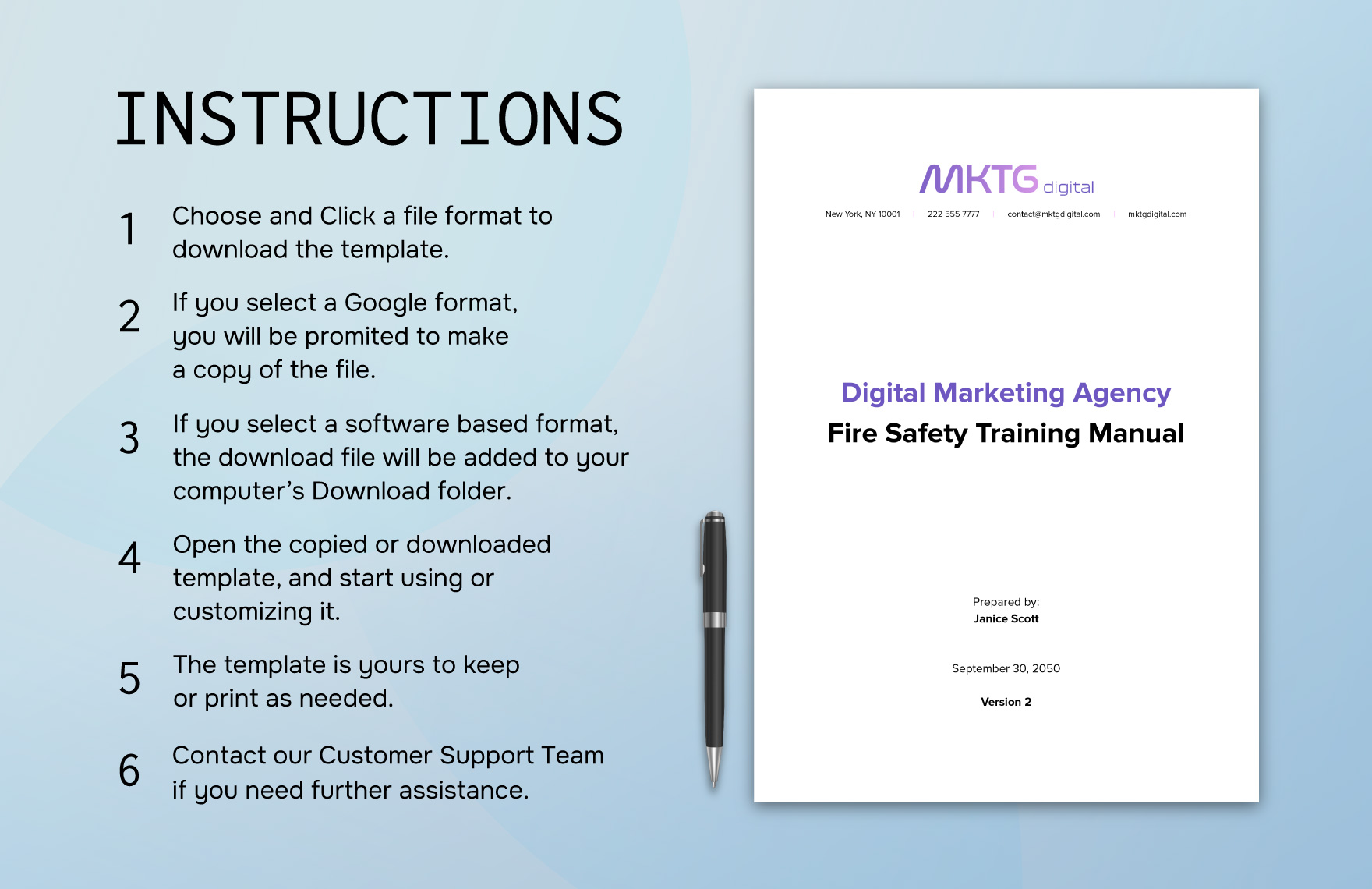 Digital Marketing Agency Fire Safety Training Manual Template