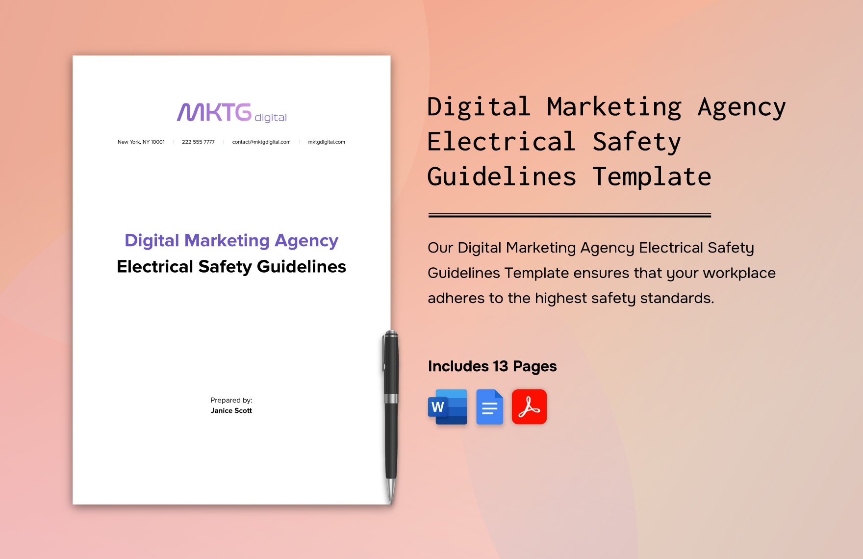 Digital Marketing Agency Electrical Safety Guidelines Template in Word, Google Docs, PDF