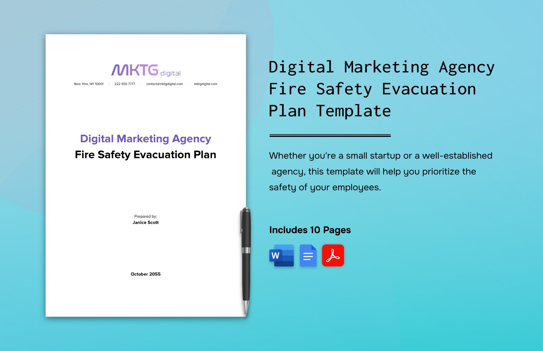 Digital Marketing Agency Fire Safety Evacuation Plan Template
