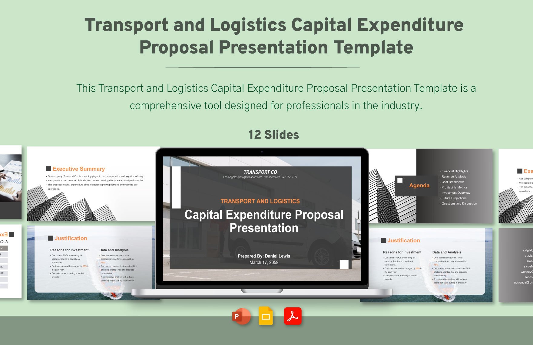 Transport and Logistics Capital Expenditure Proposal Presentation Template