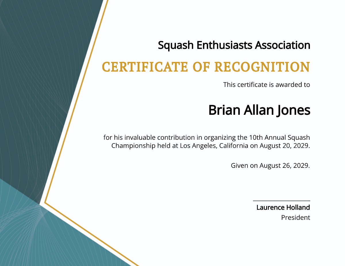 Squash Certificate Template