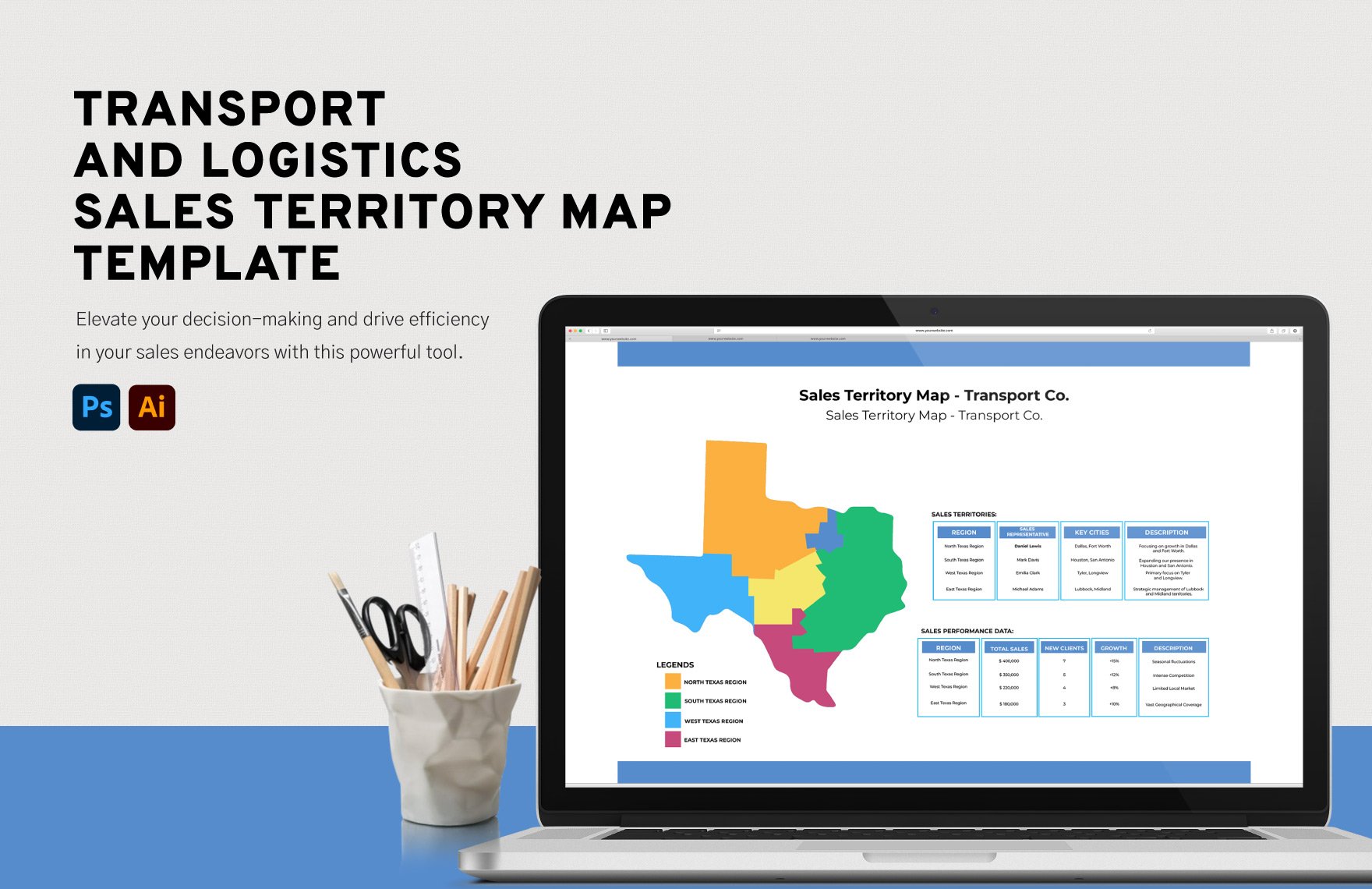 Transport and Logistics Sales Territory Map Template