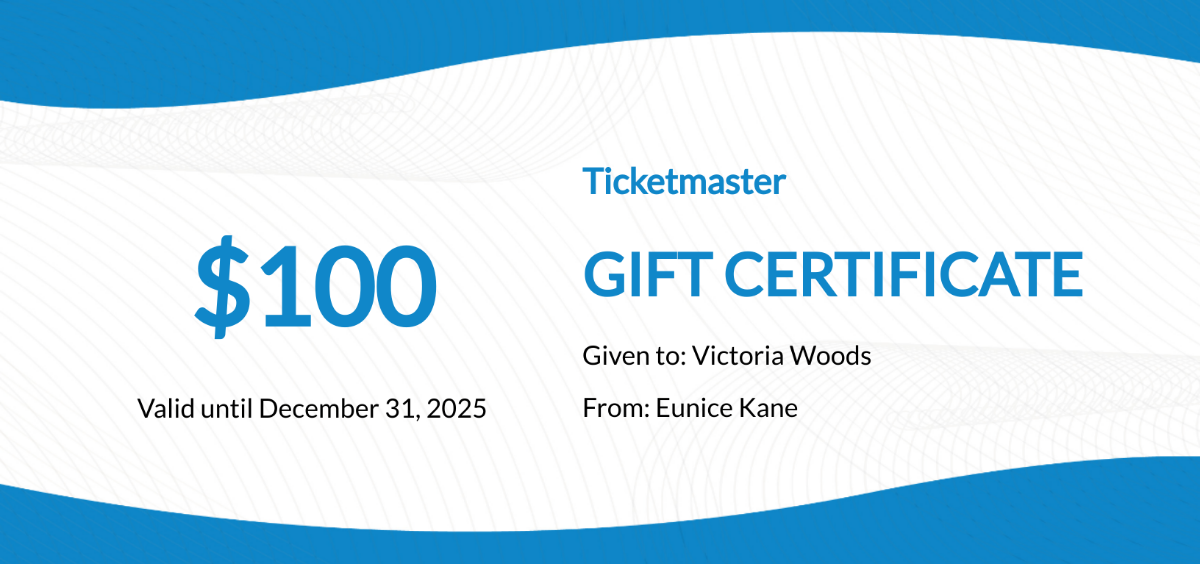 Ticketmaster Gift Certificate Template