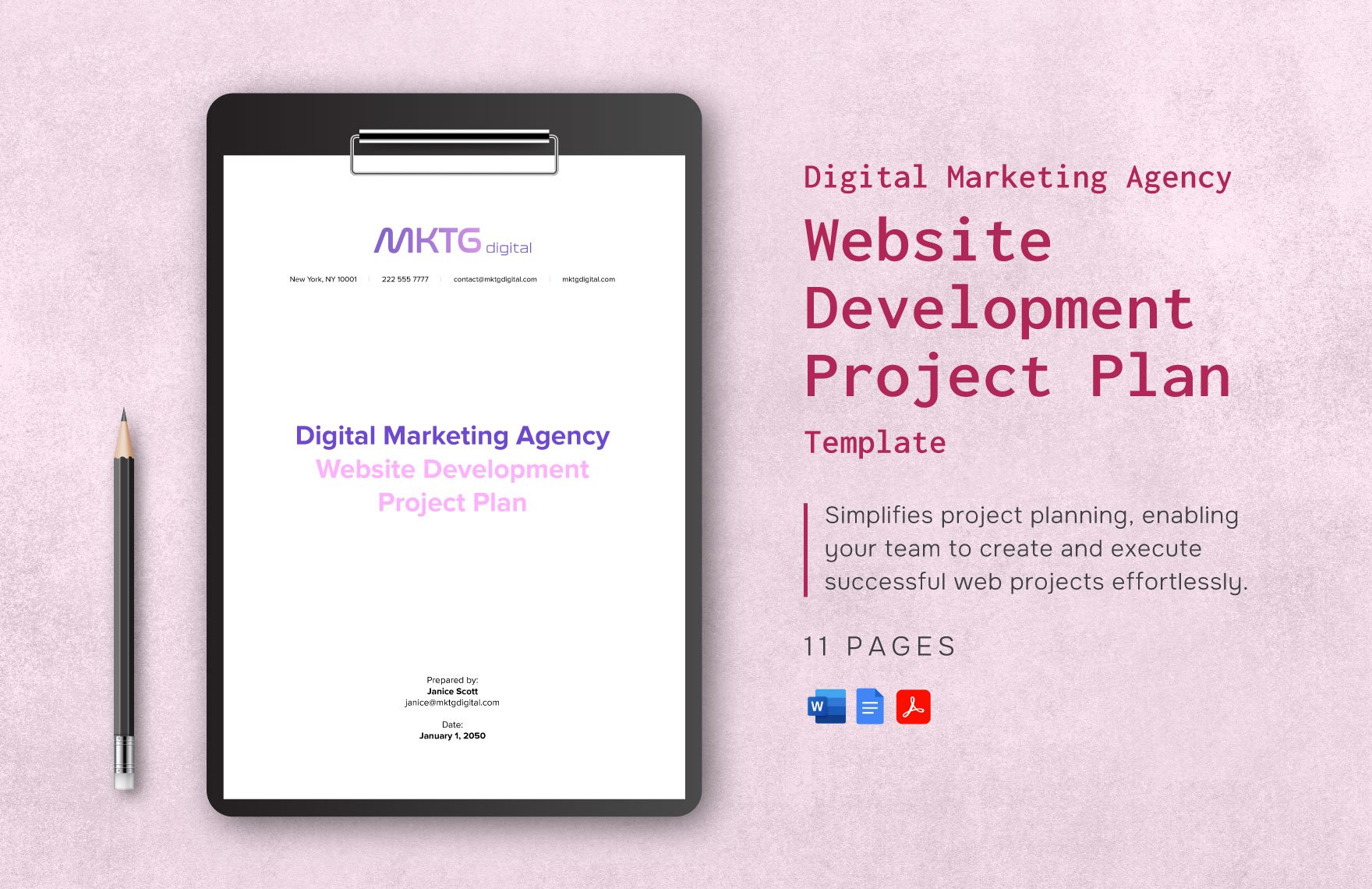 Digital Marketing Agency Website Development Project Plan Template