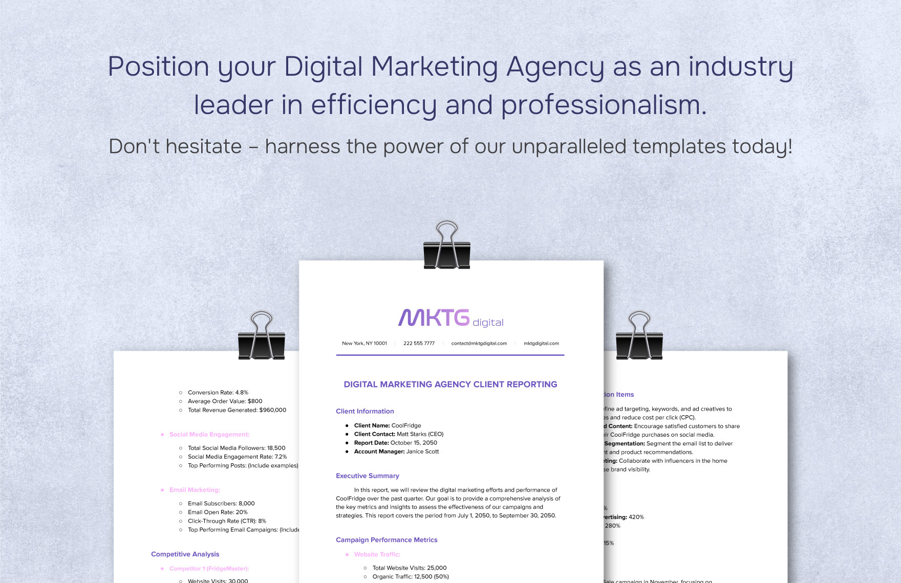 Digital Marketing Agency Client Reporting Template