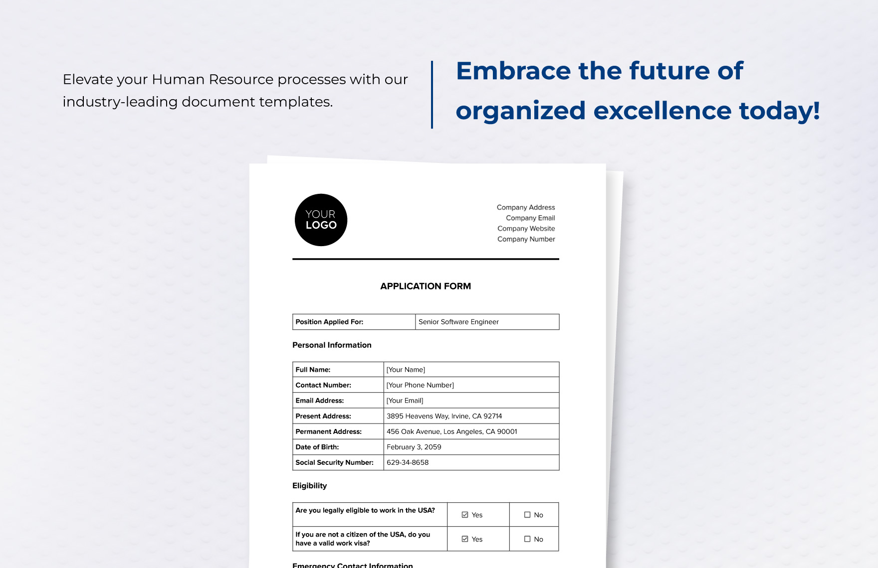 Application Form HR Template