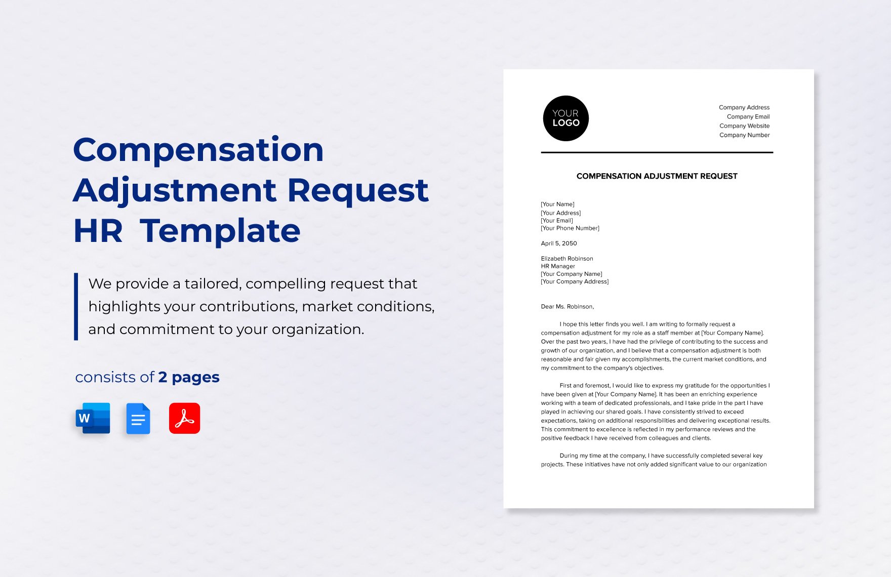 Compensation Adjustment Request HR Template in Word, Google Docs, PDF