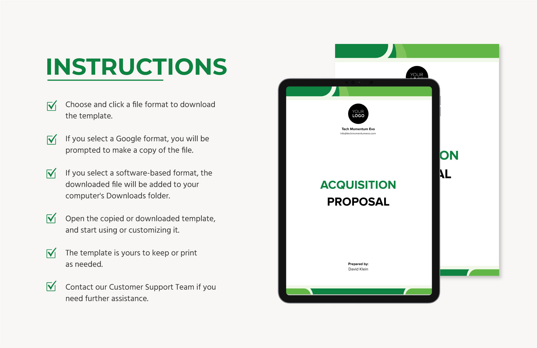 Acquisition Proposal Template in GDocsLink MS Word Portable Documents