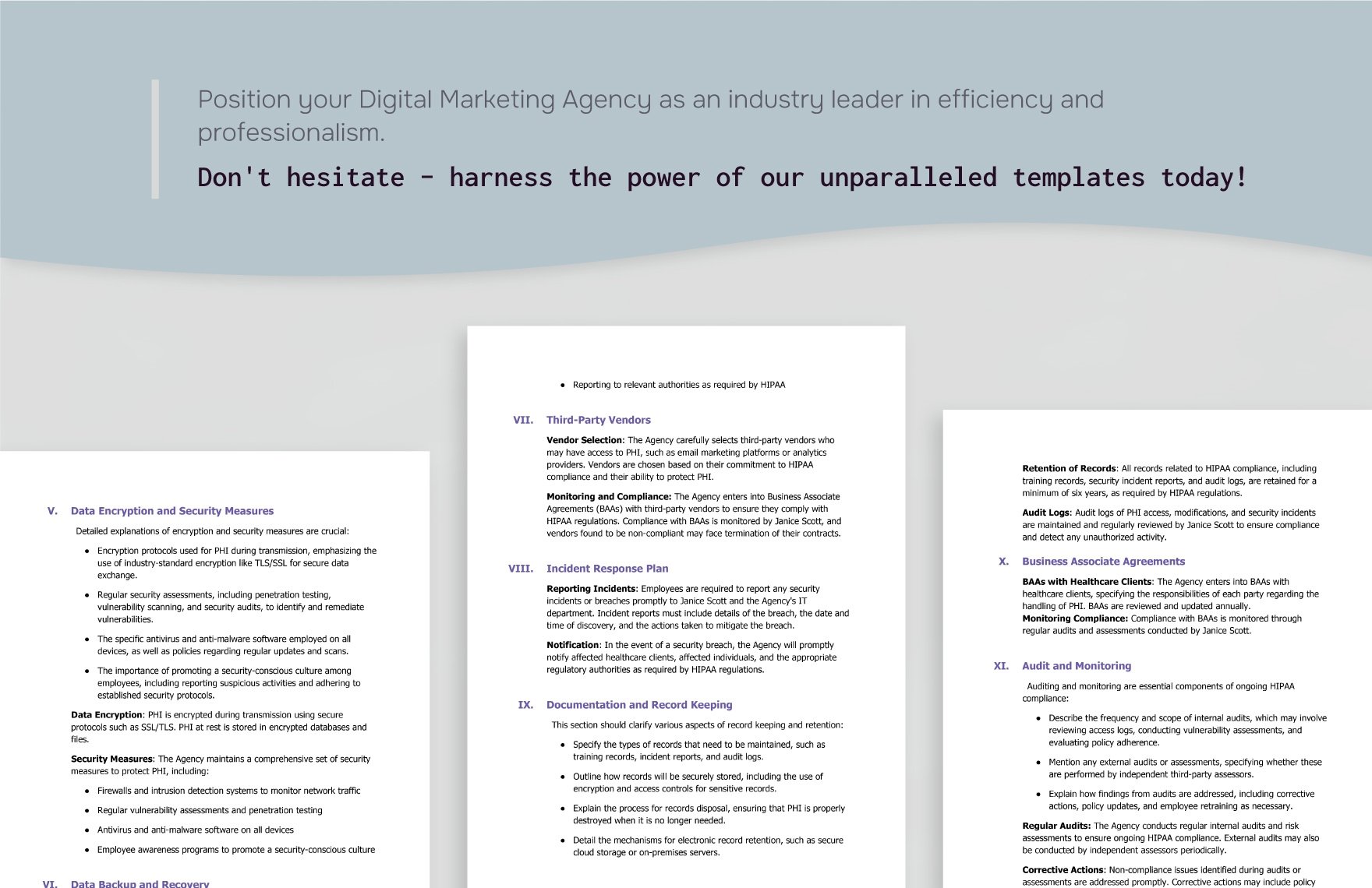 Digital Marketing Agency HIPAA Compliance Policy Template