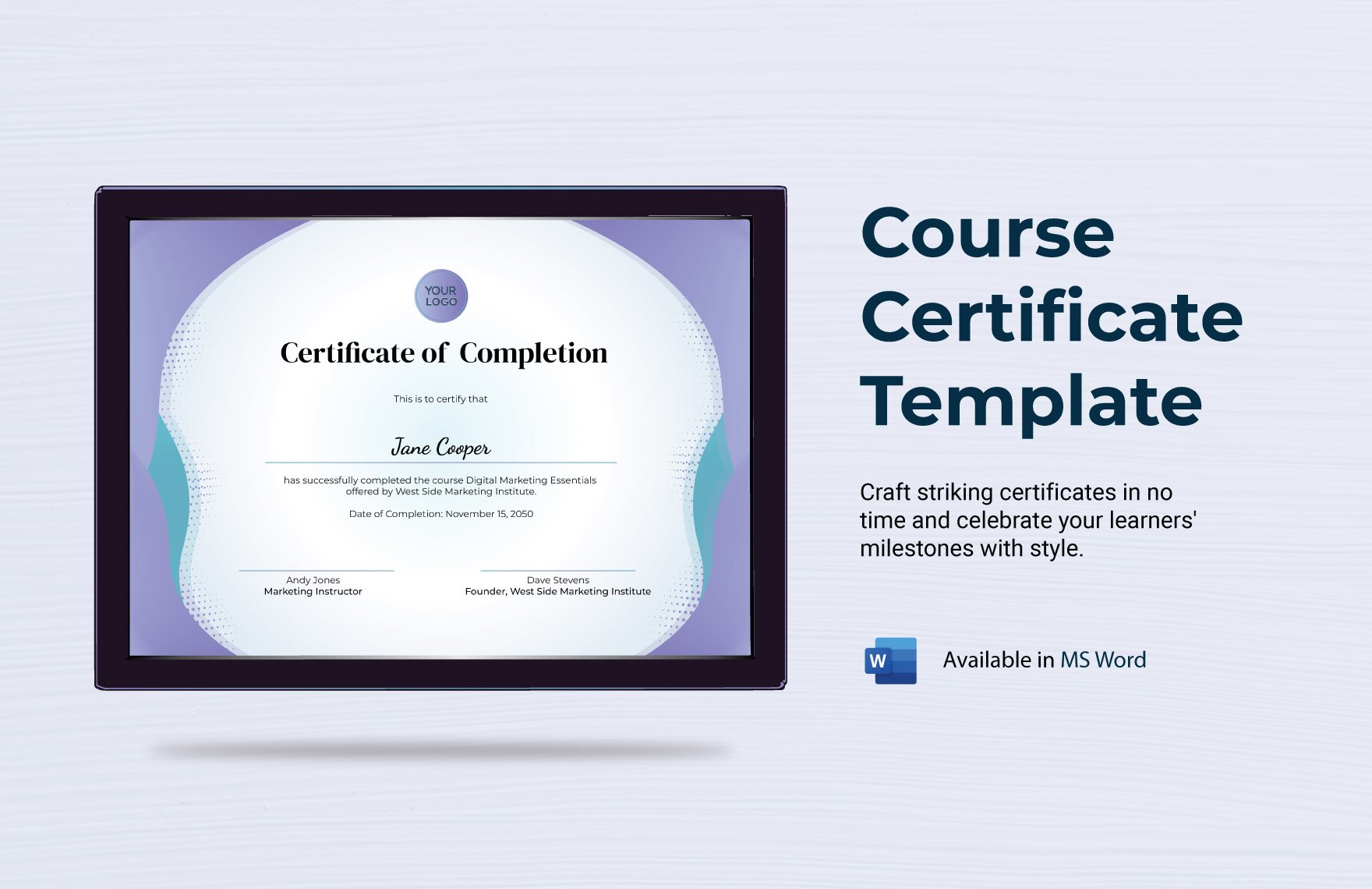 Free Course Certificate Template in Word