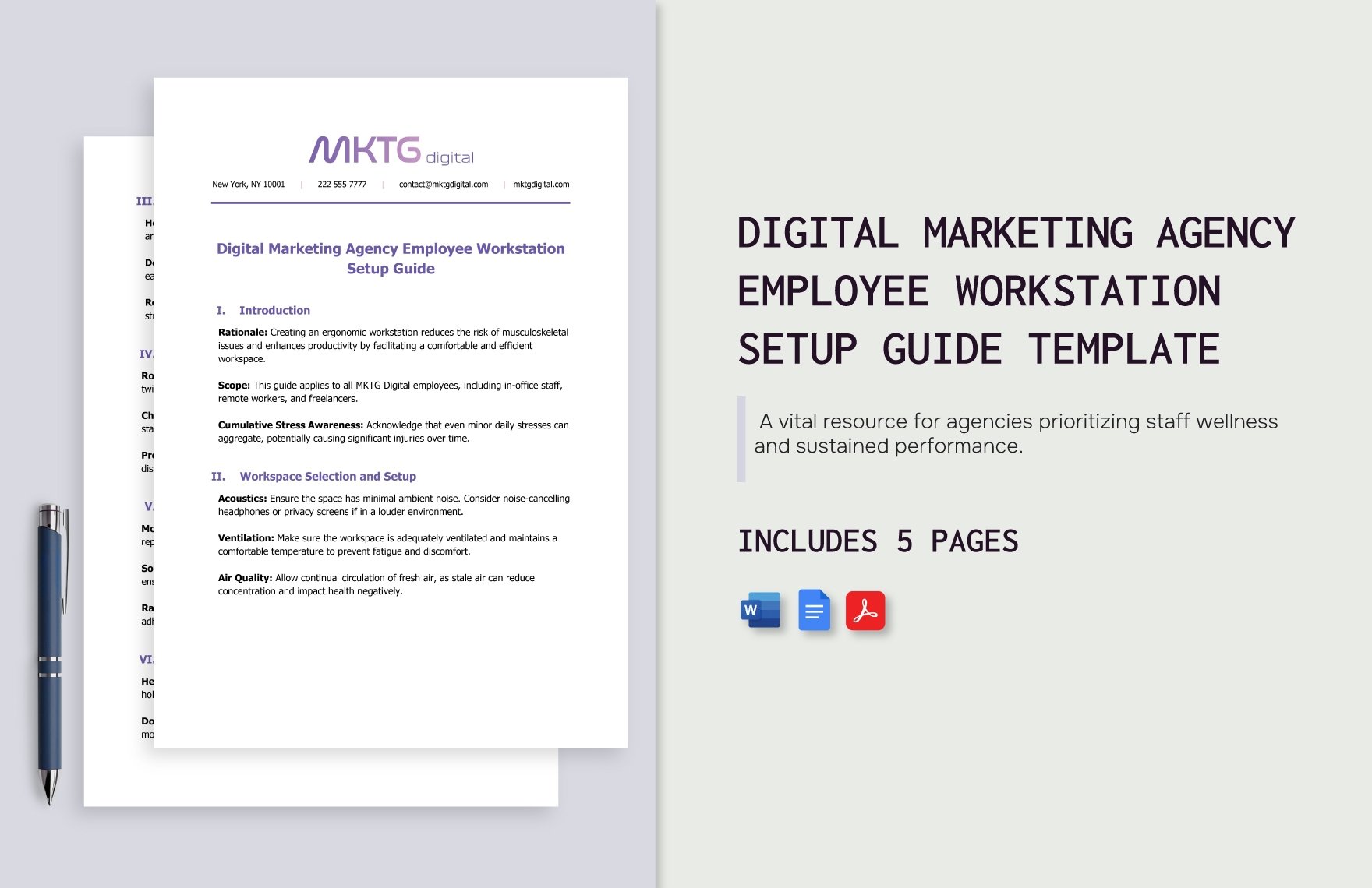Digital Marketing Agency Employee Workstation Setup Guide Template