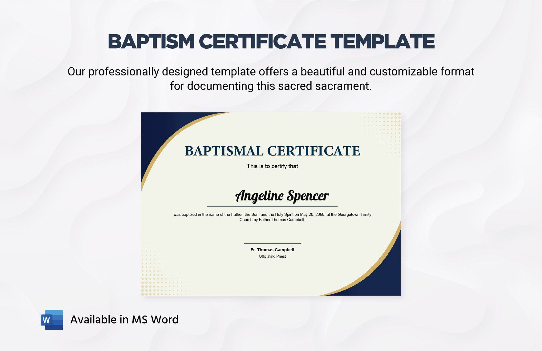 Free Baptism Certificate Template in Word