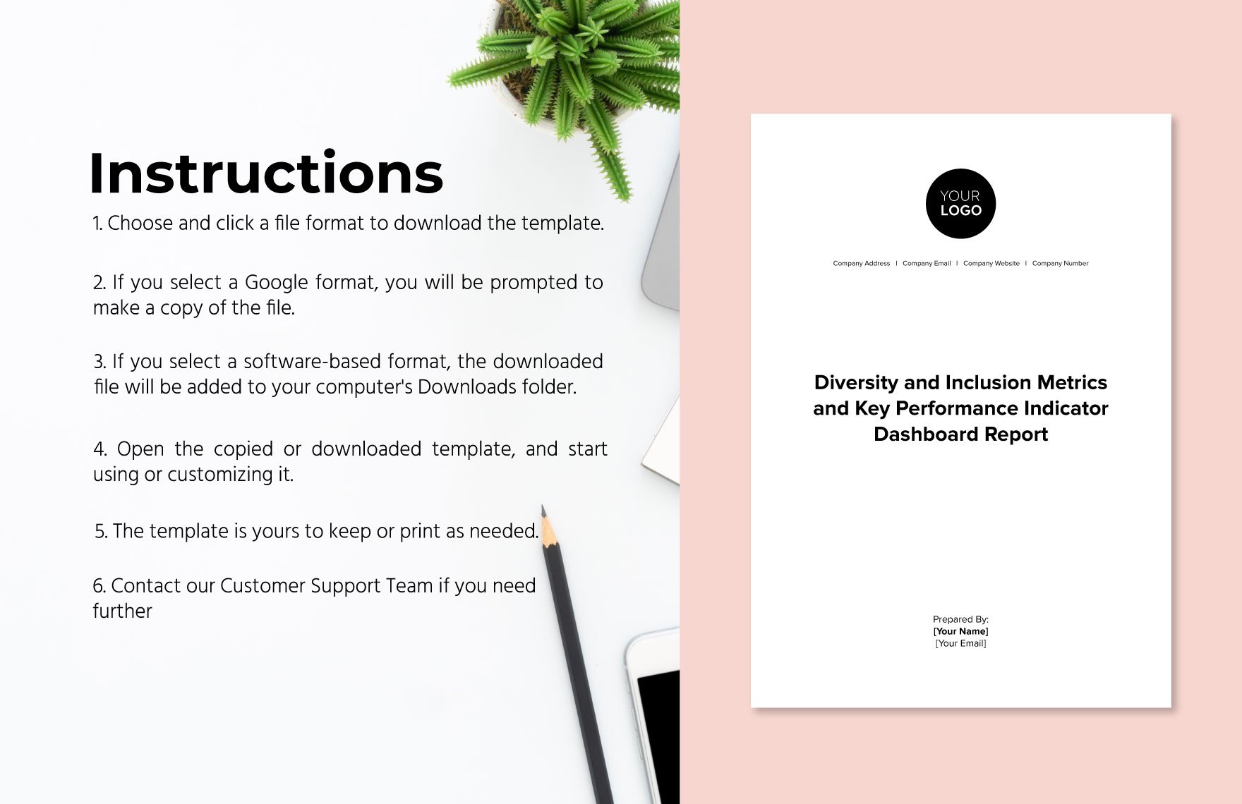 Diversity and Inclusion Metrics and Key Performance Indicator Dashboard Report HR Template