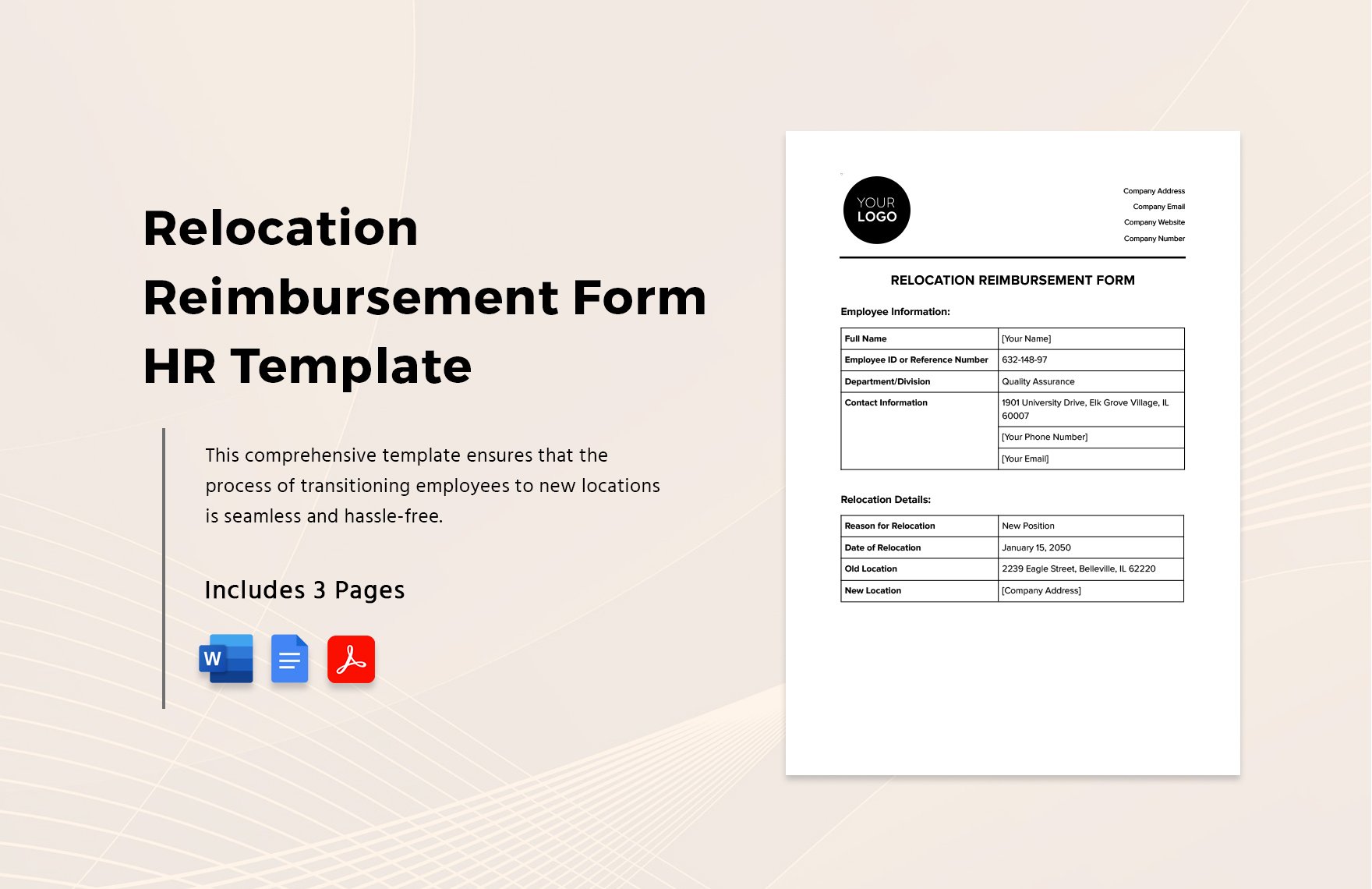Relocation Reimbursement Form HR Template