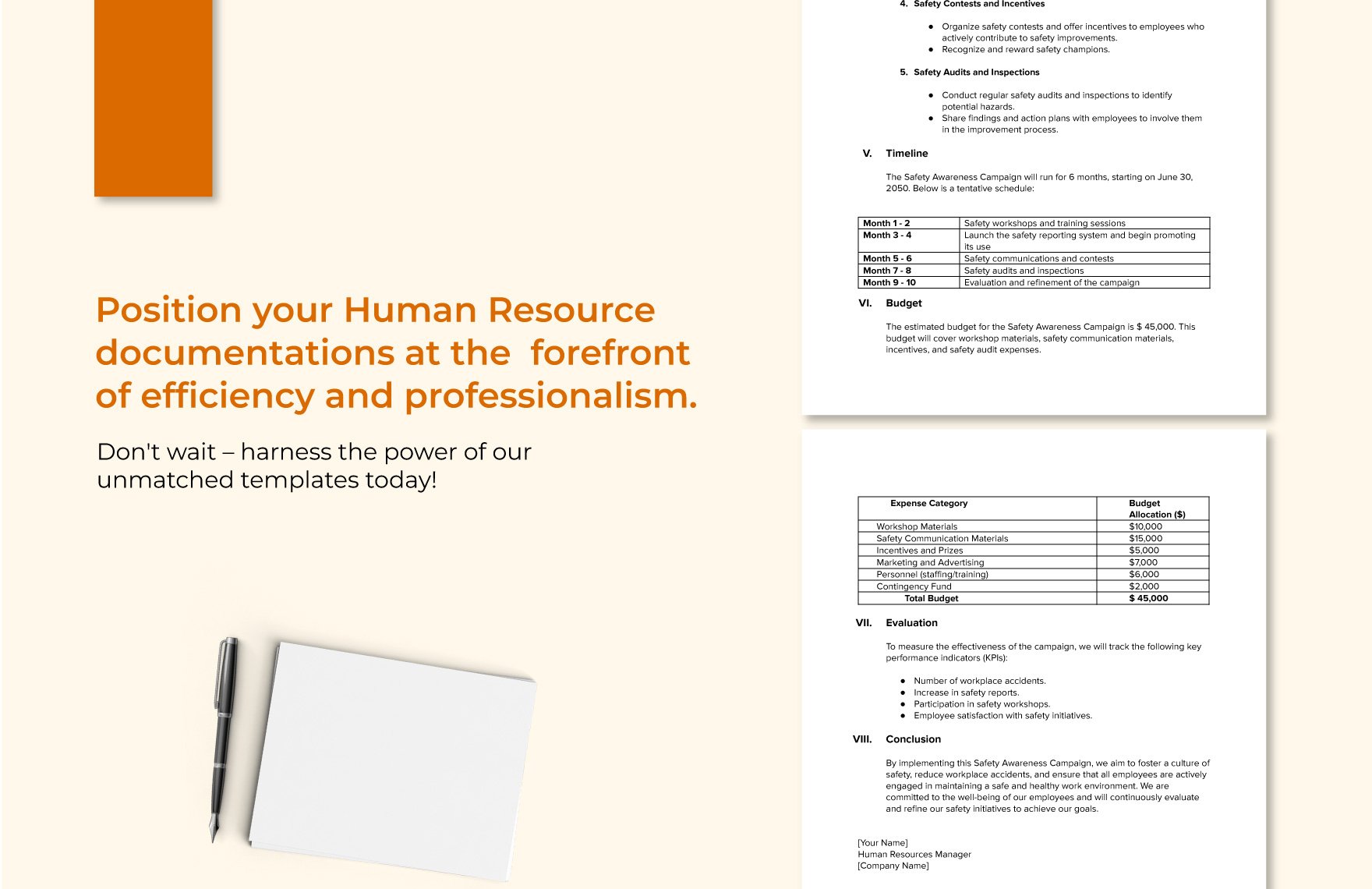 Safety Awareness Campaign Plan HR Template