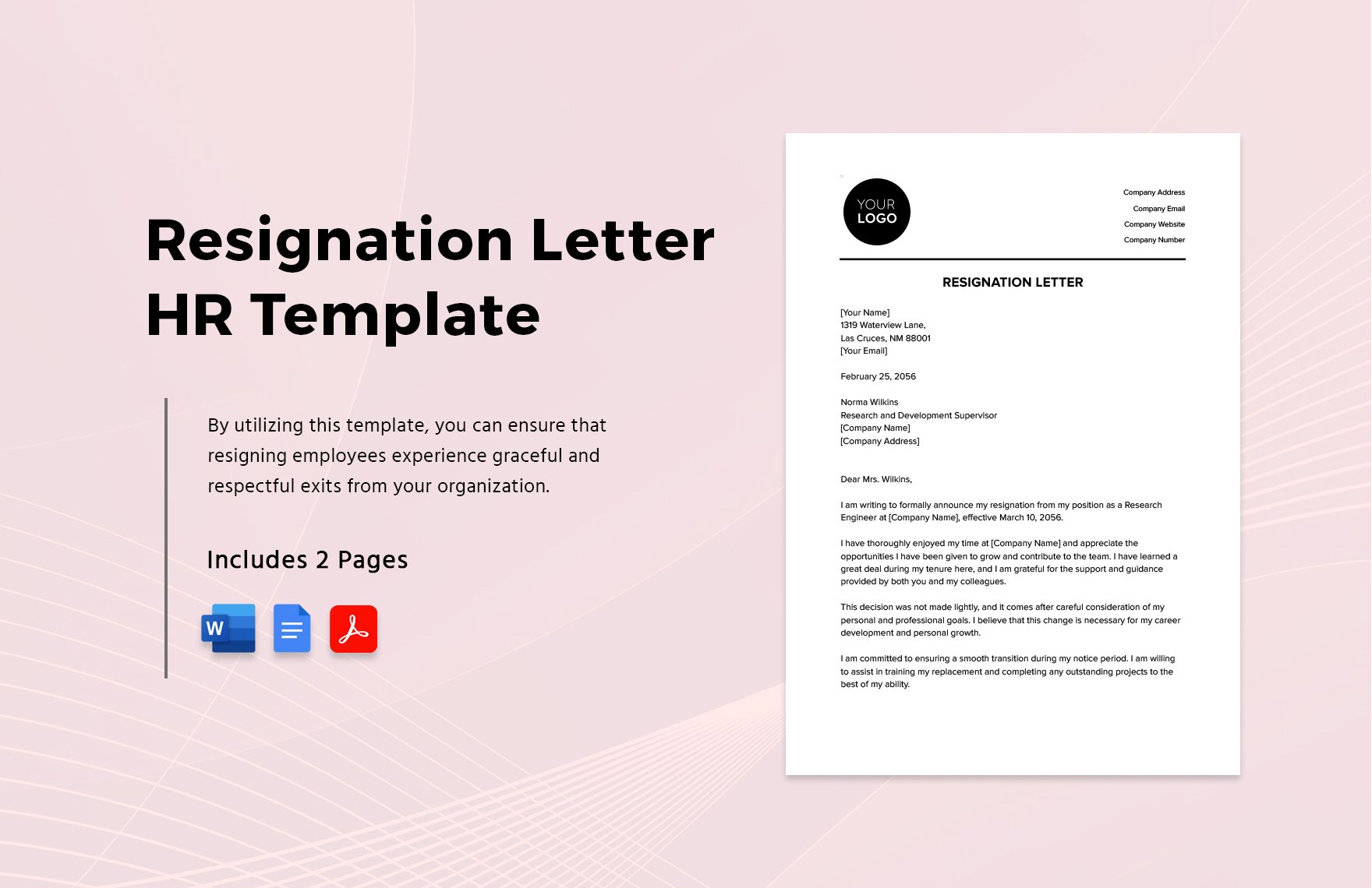 Resignation Letter HR Template