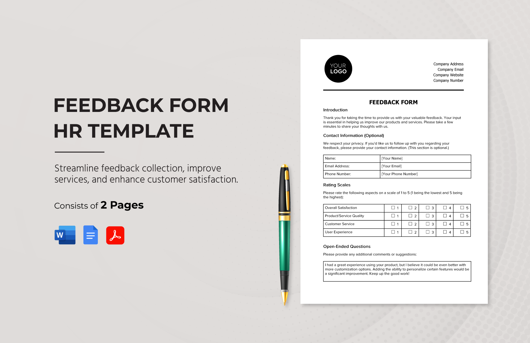 Feedback Form HR Template