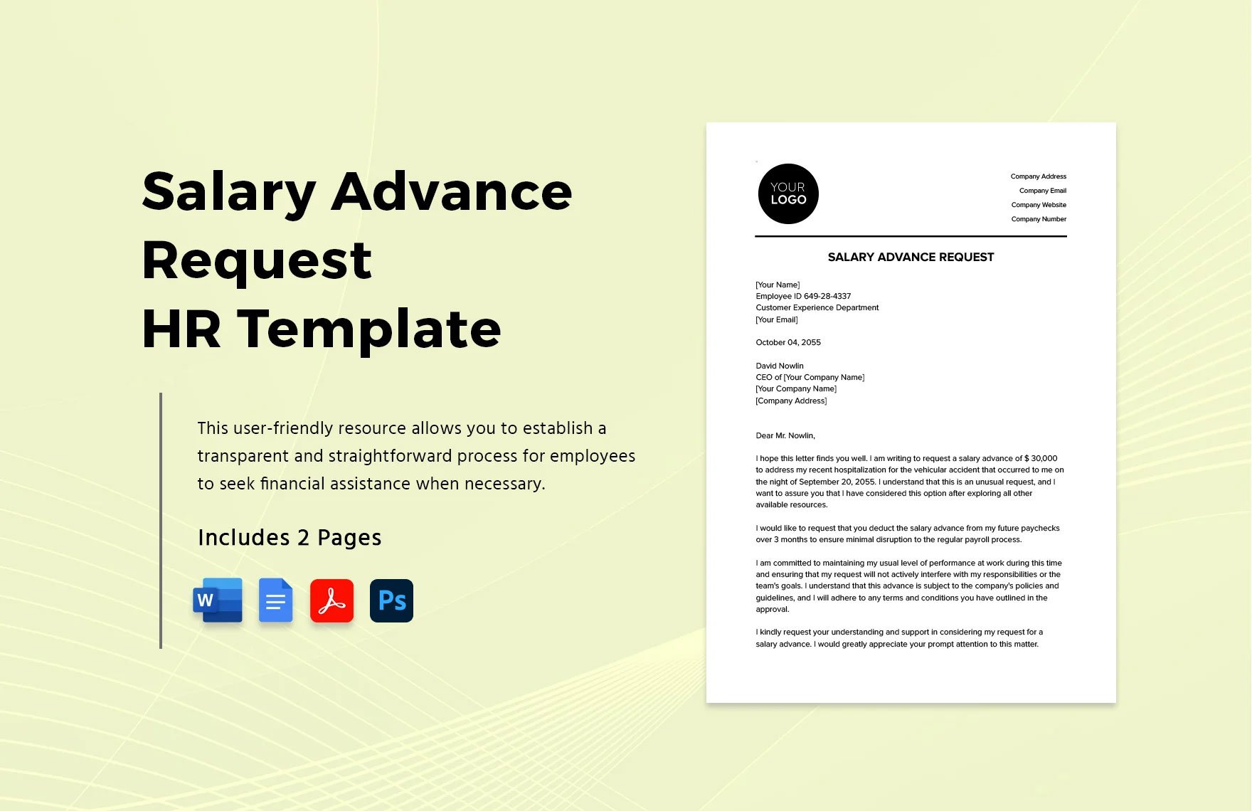 Salary Advance Request HR Template