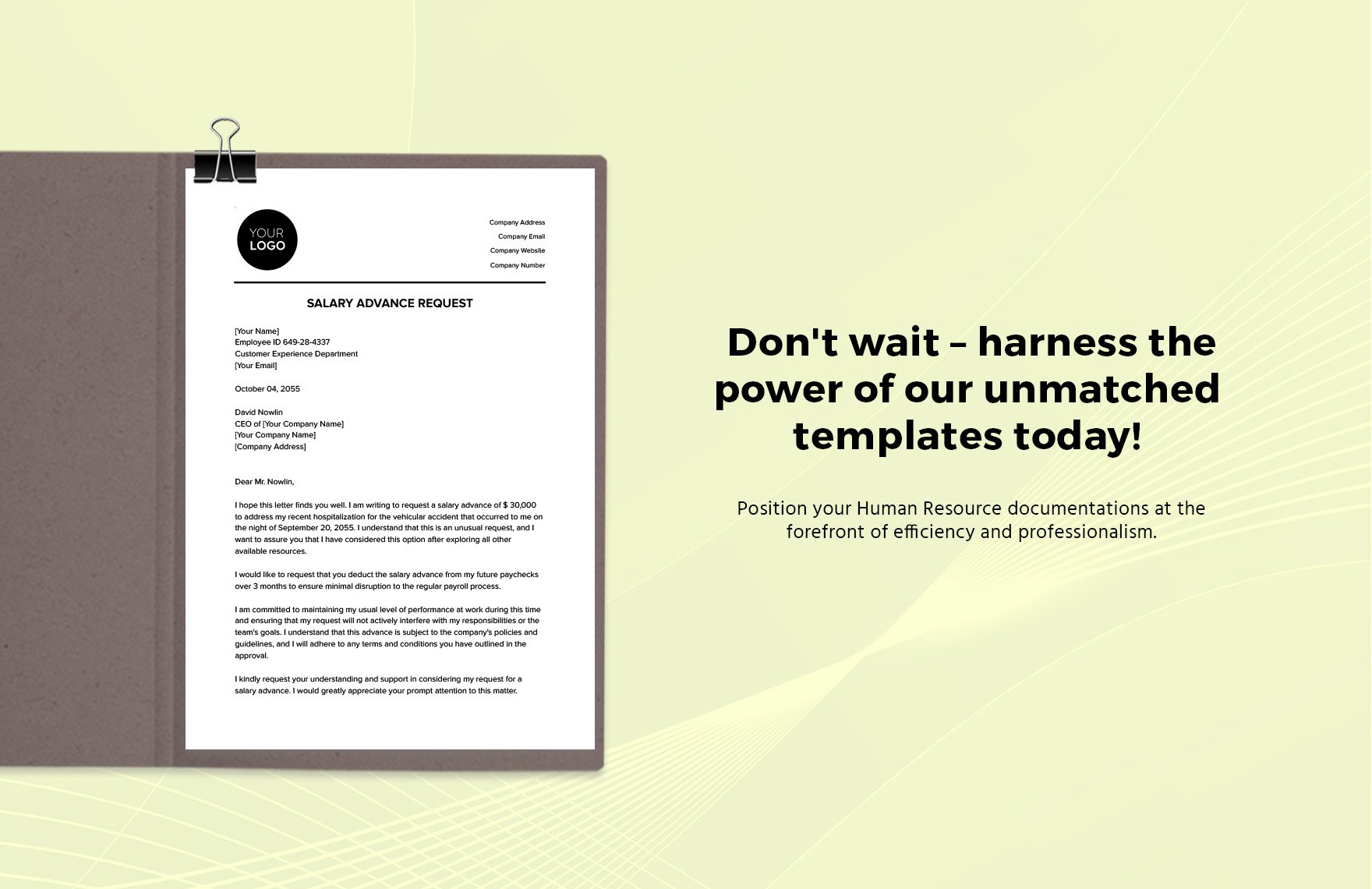 Salary Advance Request HR Template
