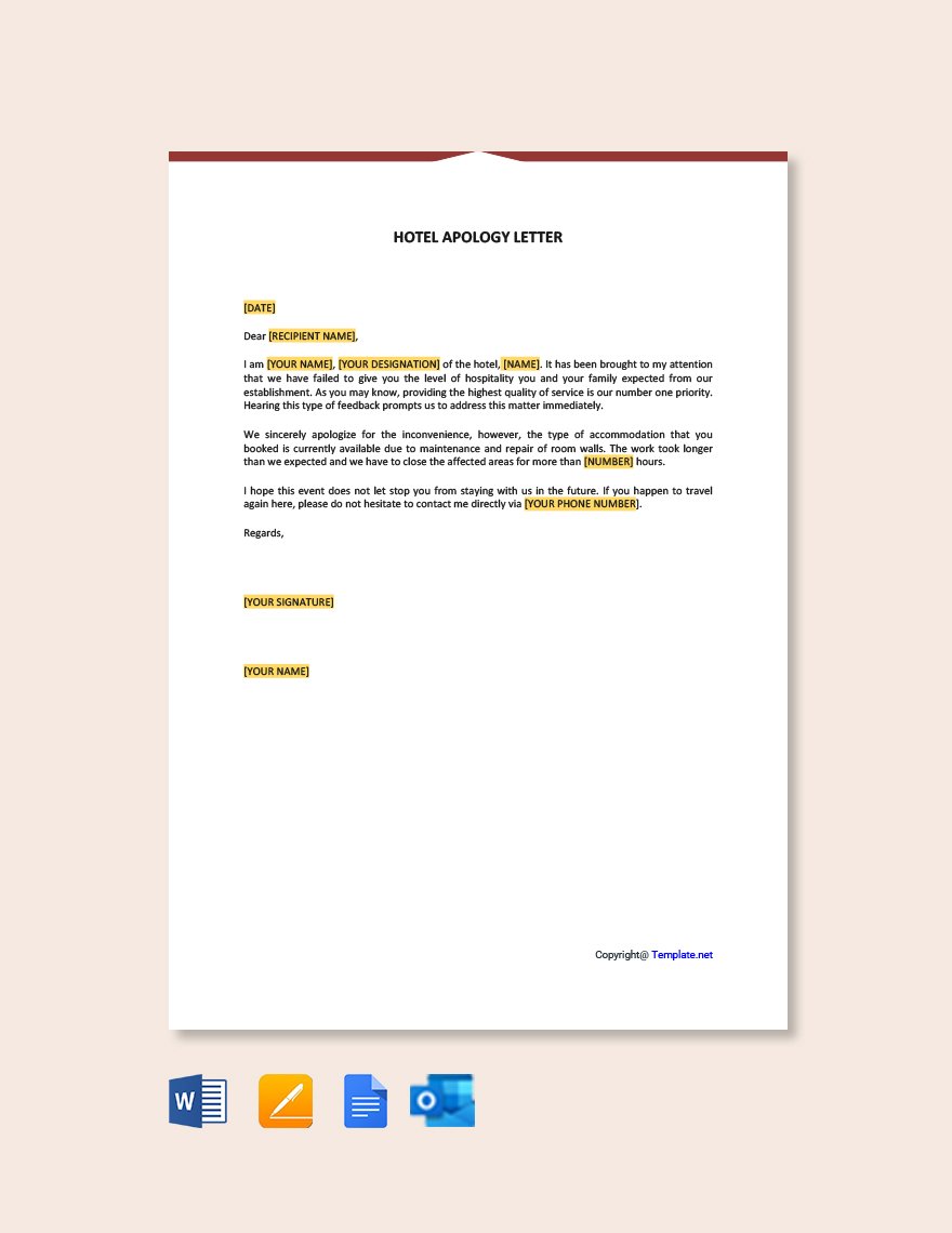 Free Hotel Apology Letter in Word, Google Docs, Apple Pages