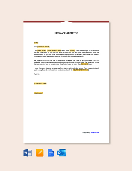 Free Hotel Apology Letter Template