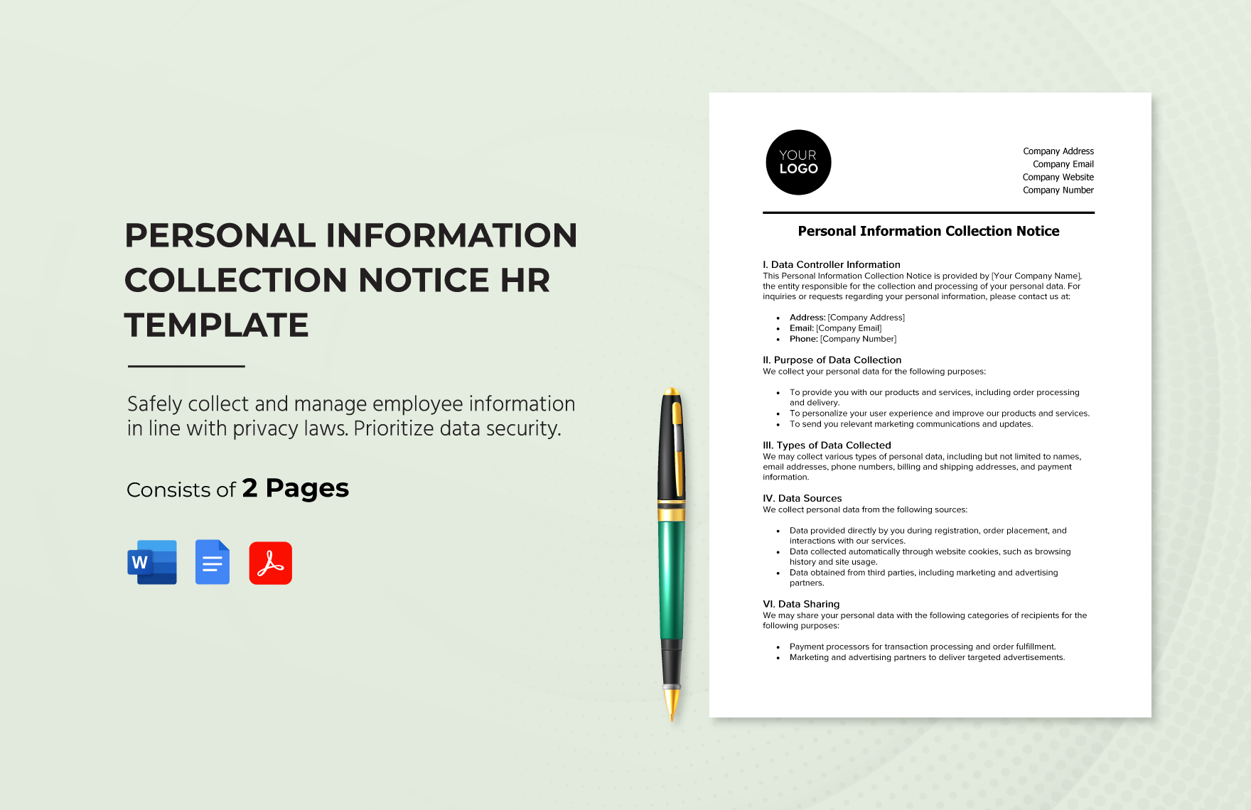 Personal Information Collection Notice HR Template
