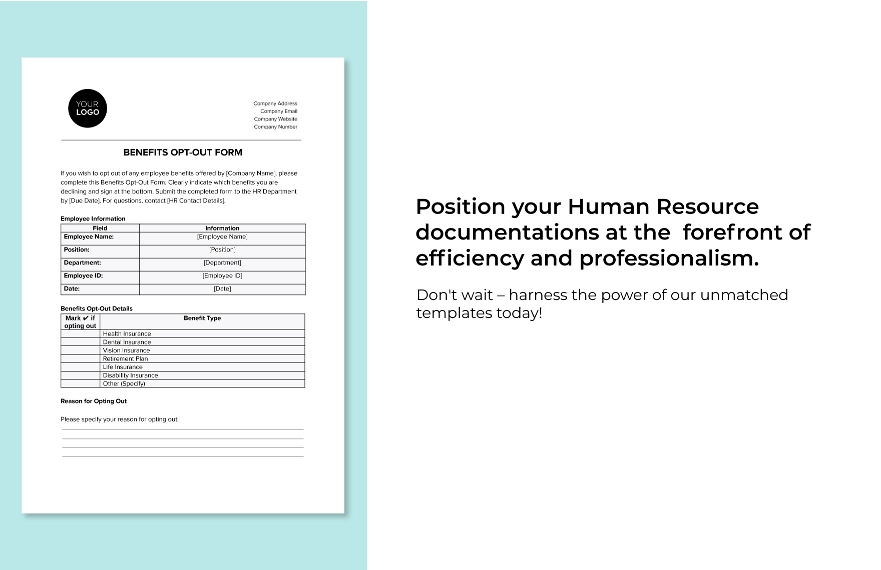 Benefits Opt-out Form HR Template