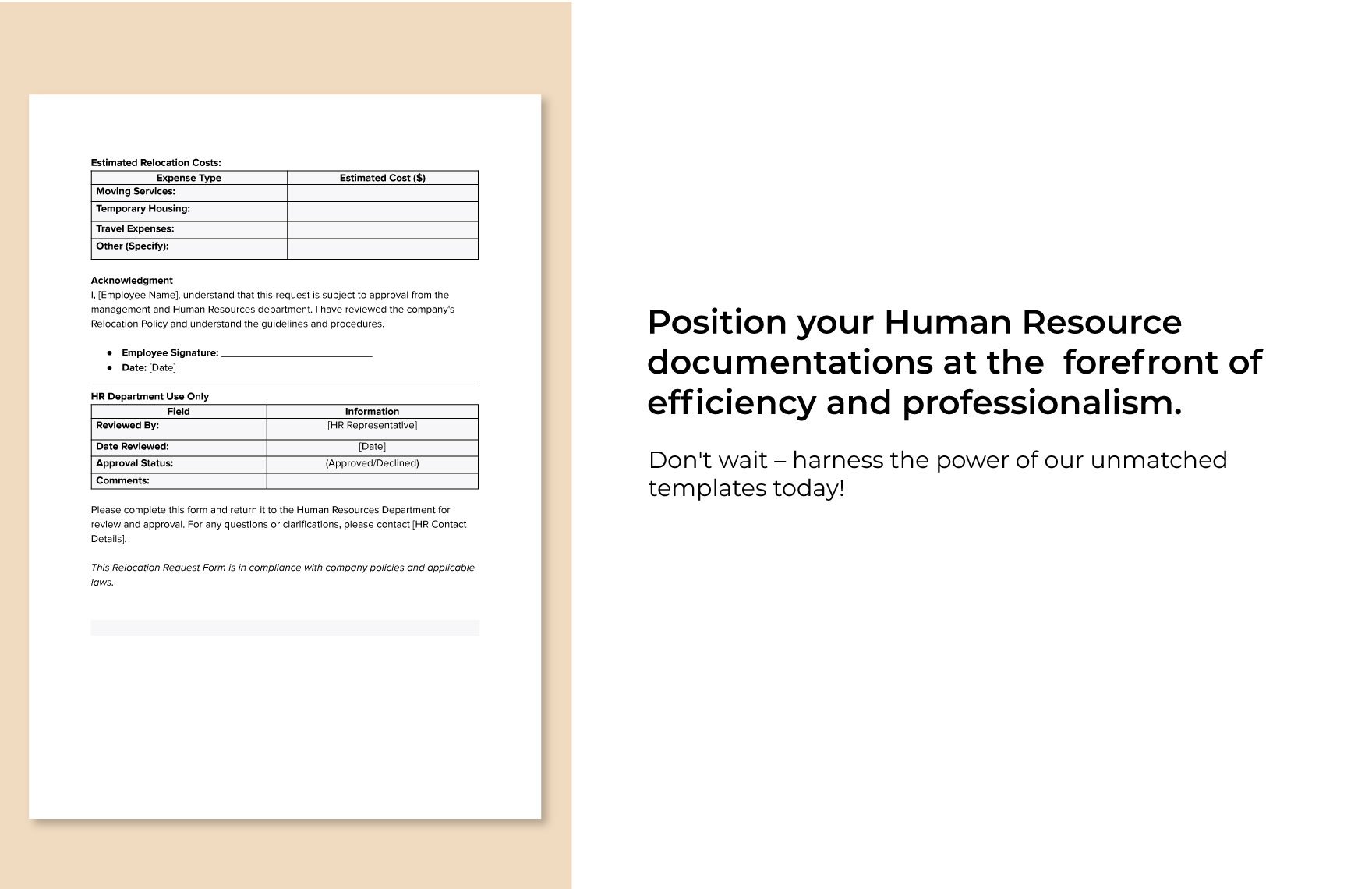 Relocation Request Form HR Template