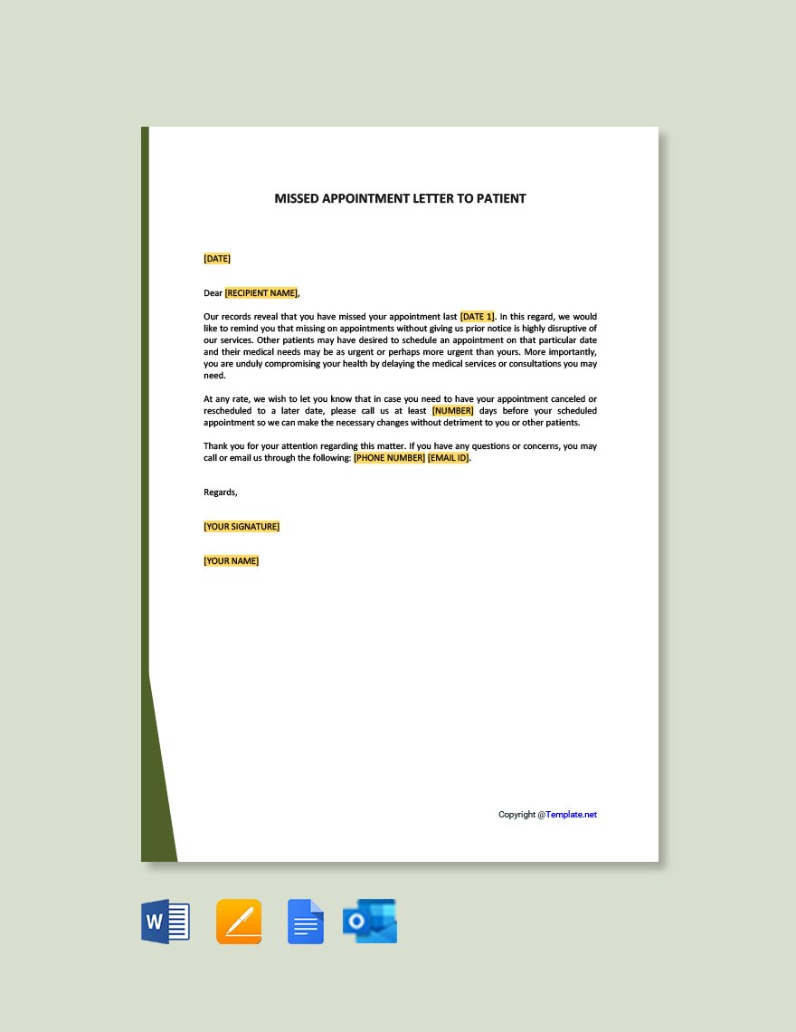 Free Missed Appointment Letter to Patient Template