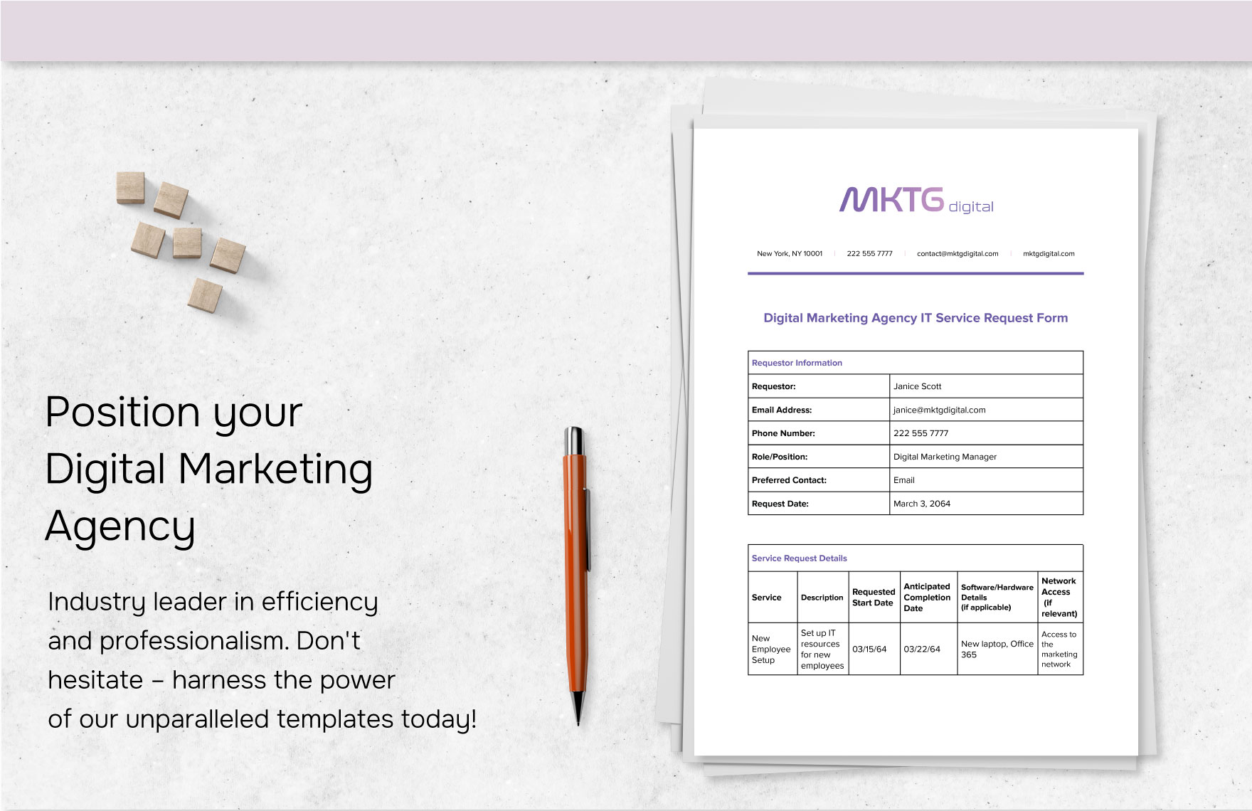 Digital Marketing Agency IT Service Request Form Template