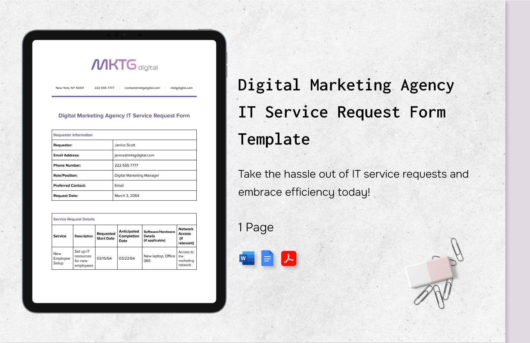Digital Marketing Agency IT Service Request Form Template