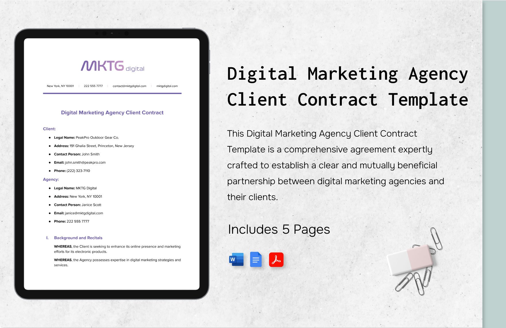 Digital Marketing Agency Client Contract Template
