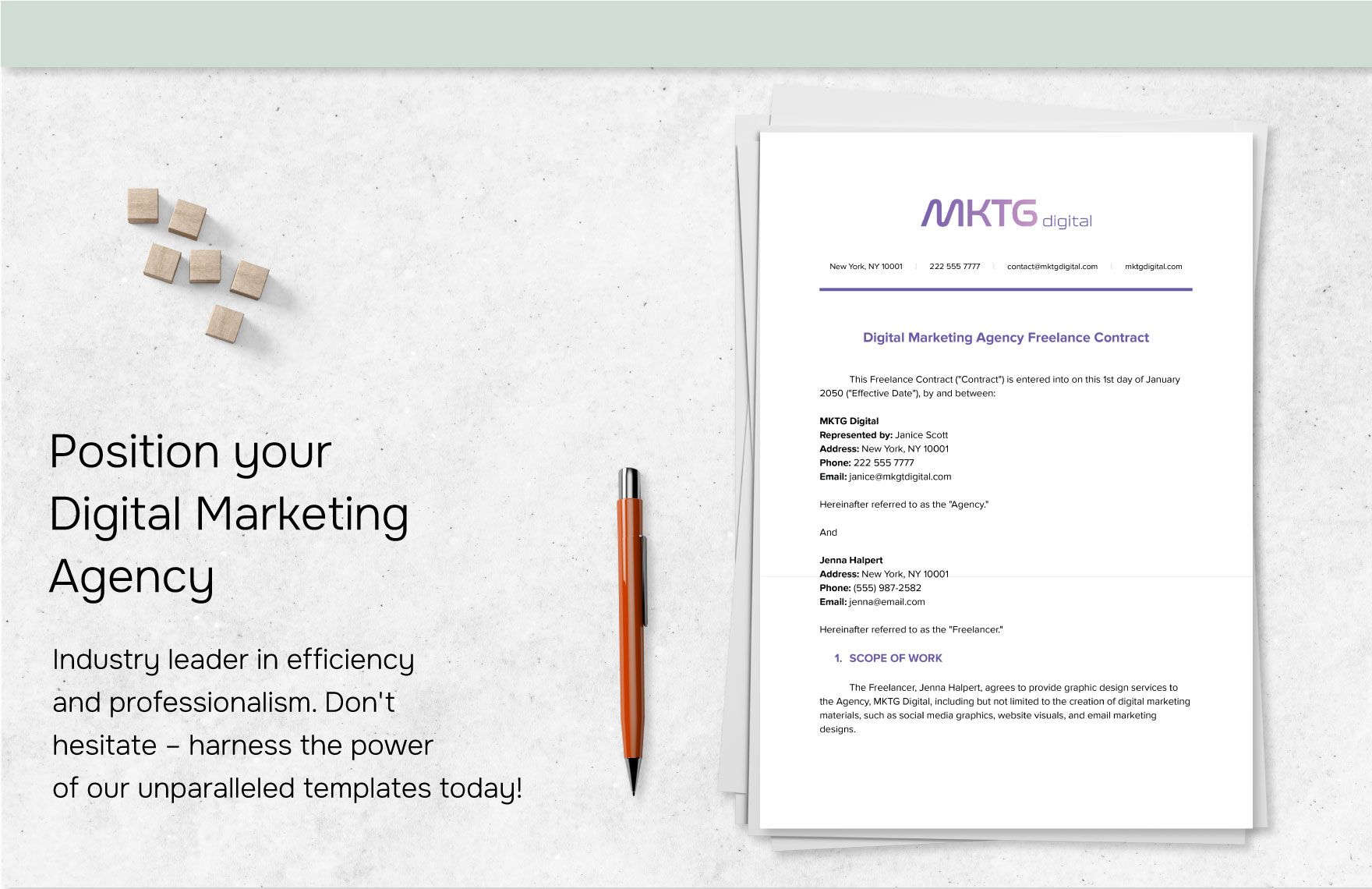 Digital Marketing Agency Freelance Contract Template in Word PDF