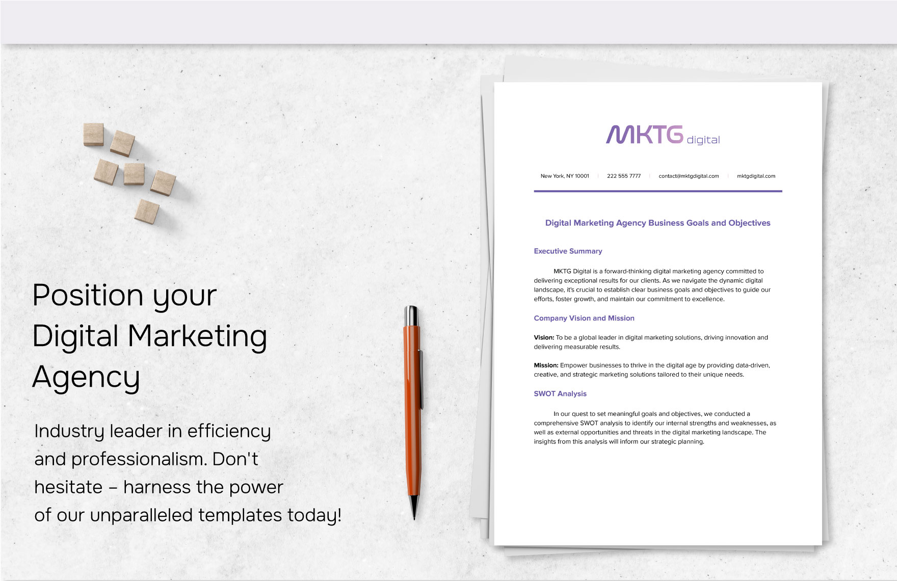 Digital Marketing Agency Business Goals and Objectives Template