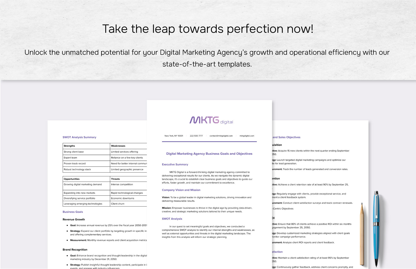 Digital Marketing Agency Business Goals and Objectives Template