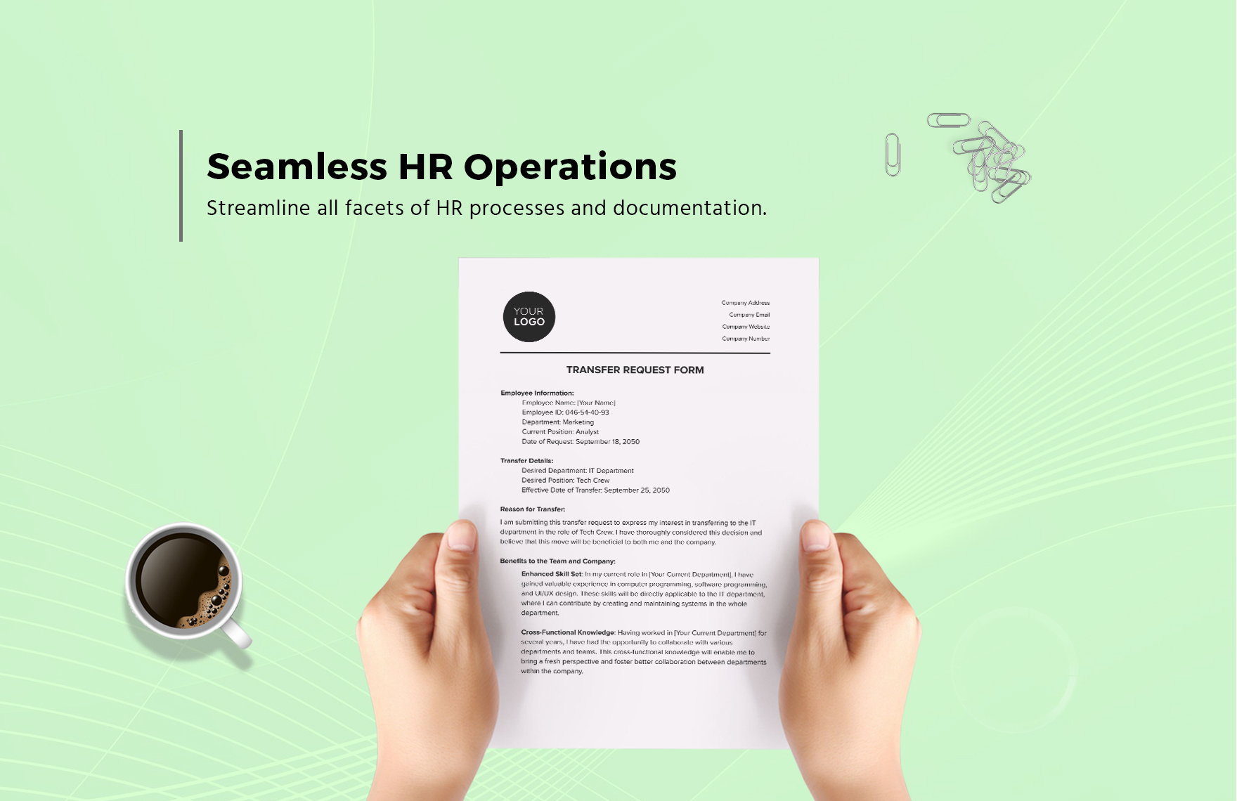 Transfer Request Form HR Template