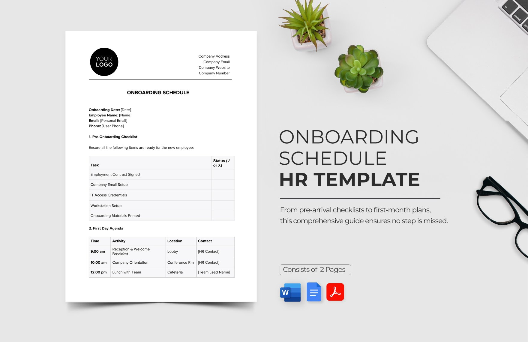 Onboarding Schedule HR Template in Word, Google Docs, PDF