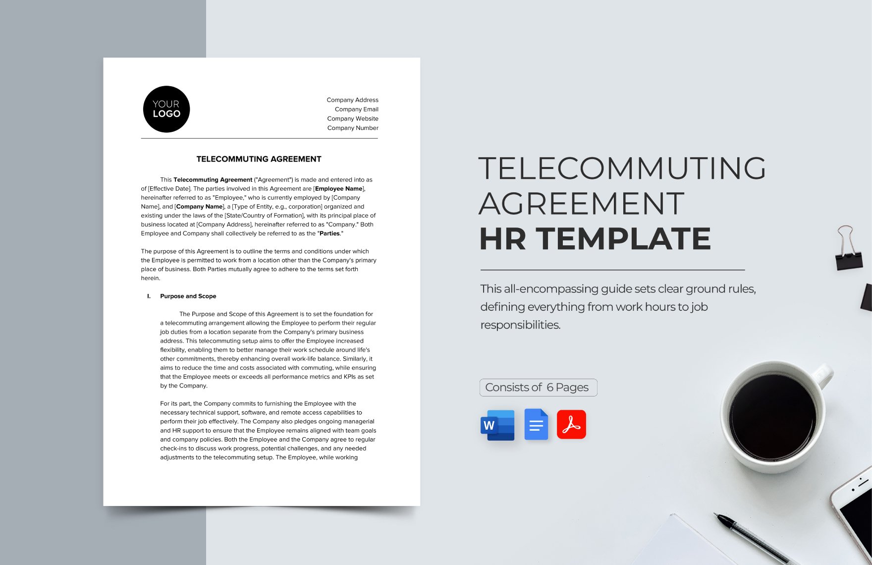 Telecommuting Agreement HR Template in Word, Google Docs, PDF