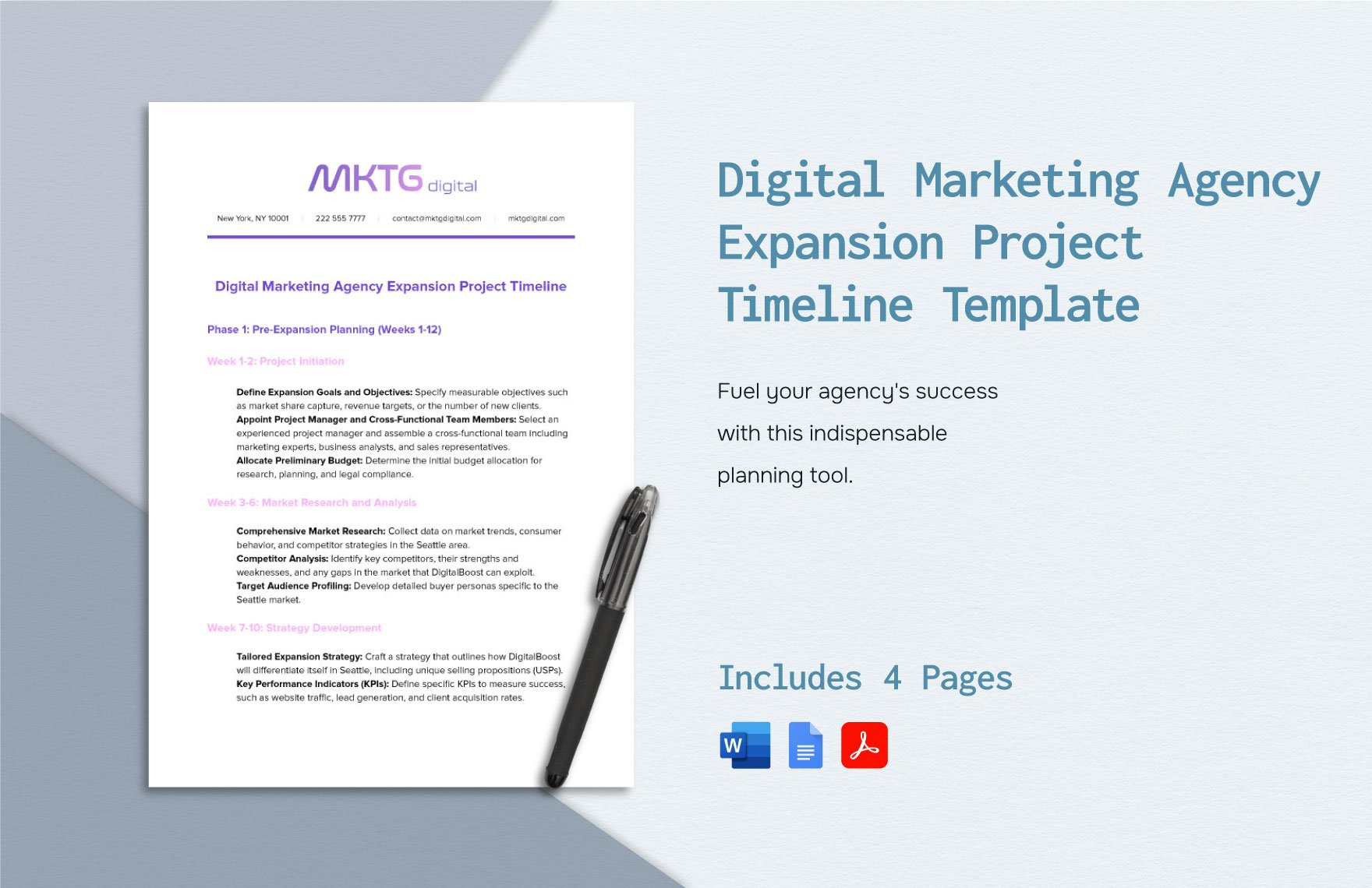 Digital Marketing Agency Expansion Project Timeline Template