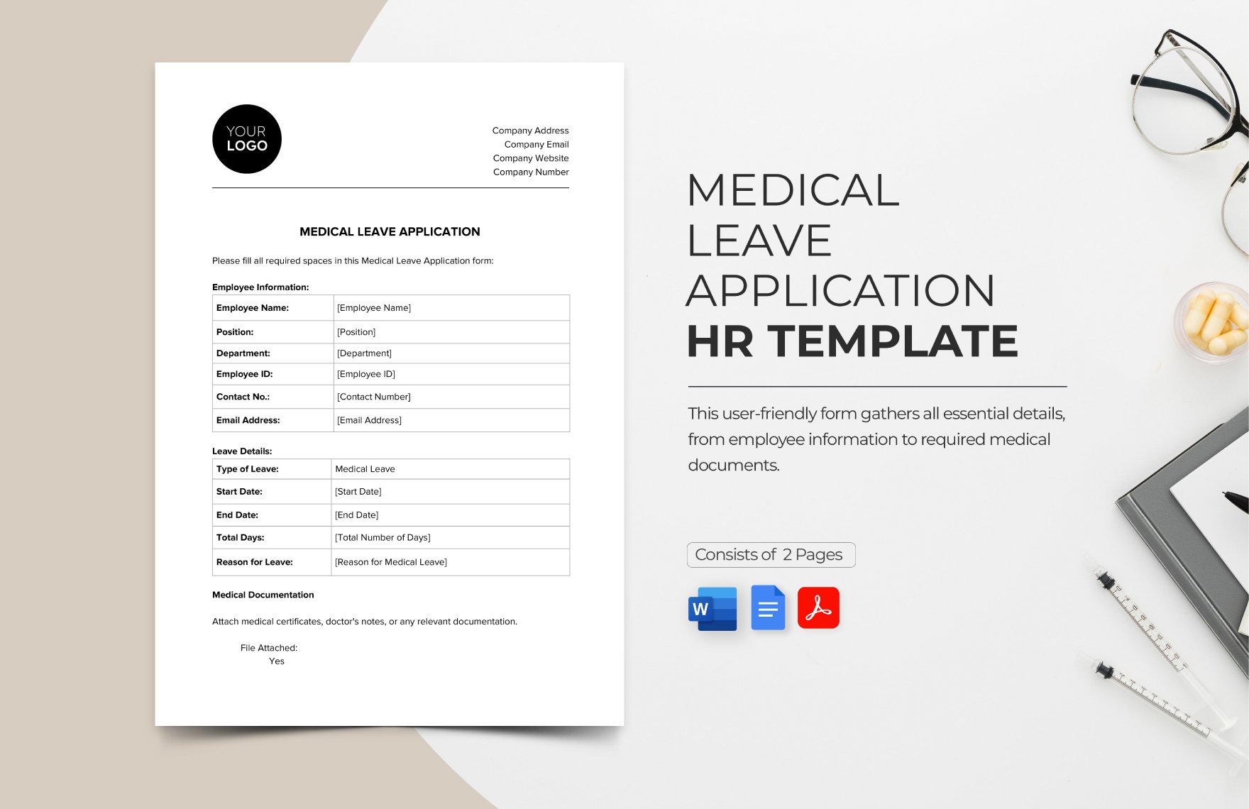 Medical Leave Application HR Template in Word, Google Docs, PDF